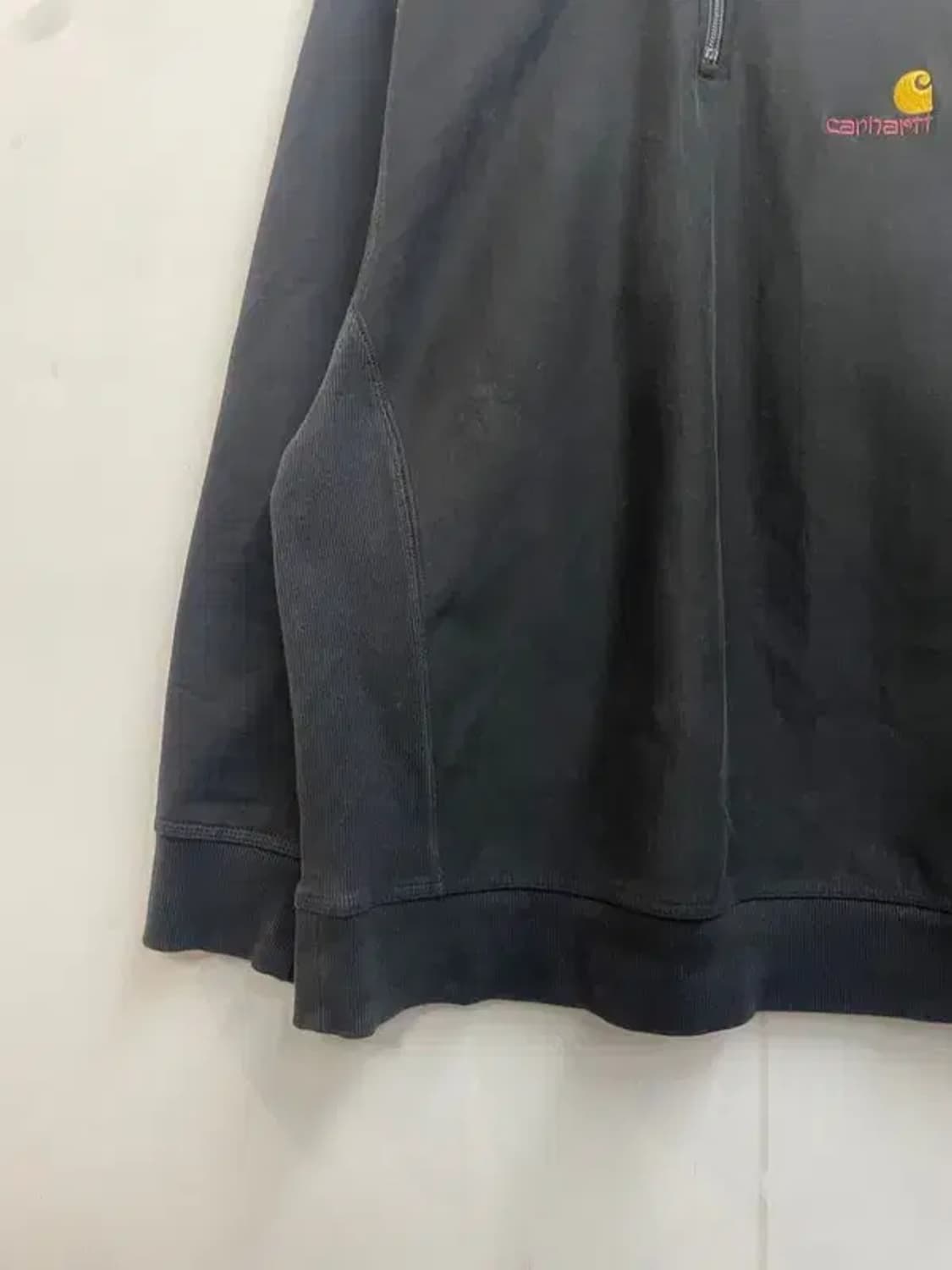 라지 칼하트 WIP 하프 집 아메리칸 스크립트 스웨트셔츠 블랙 상품이미지3