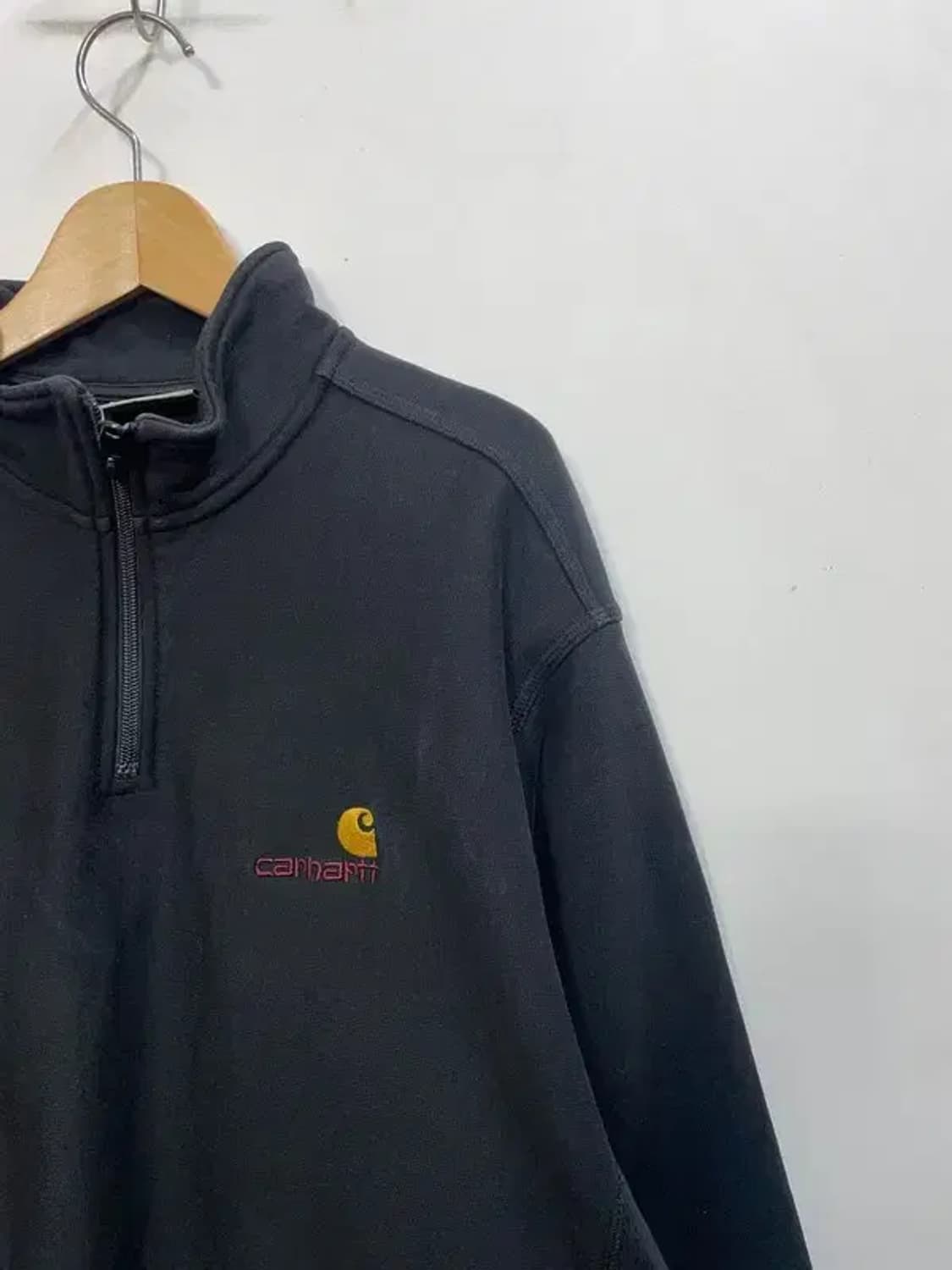 라지 칼하트 WIP 하프 집 아메리칸 스크립트 스웨트셔츠 블랙 상품이미지4