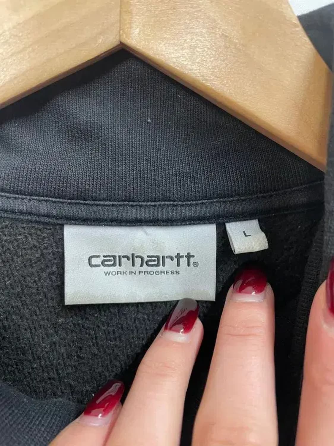 라지 칼하트 WIP 하프 집 아메리칸 스크립트 스웨트셔츠 블랙 상품이미지5