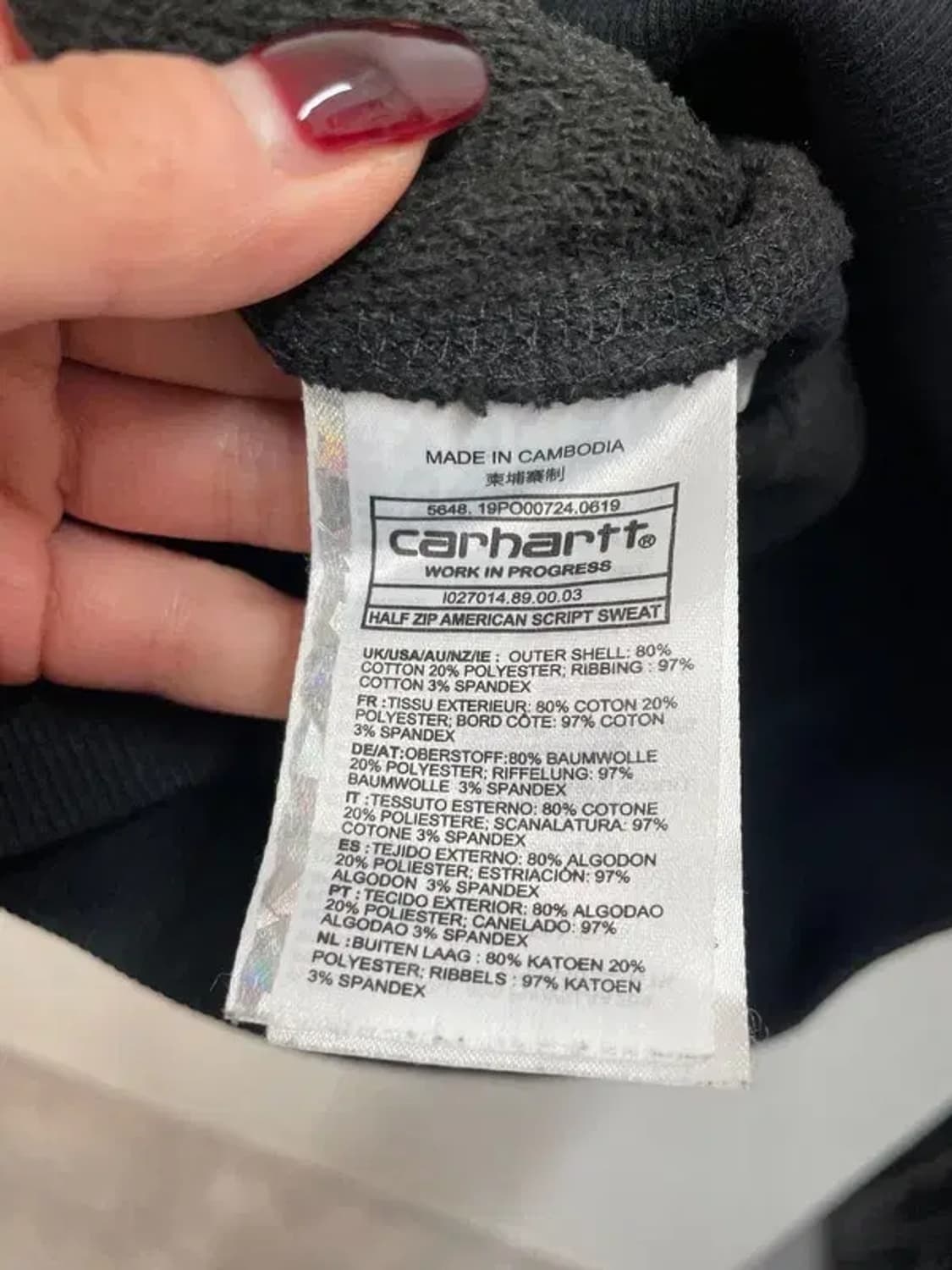 라지 칼하트 WIP 하프 집 아메리칸 스크립트 스웨트셔츠 블랙 상품이미지6