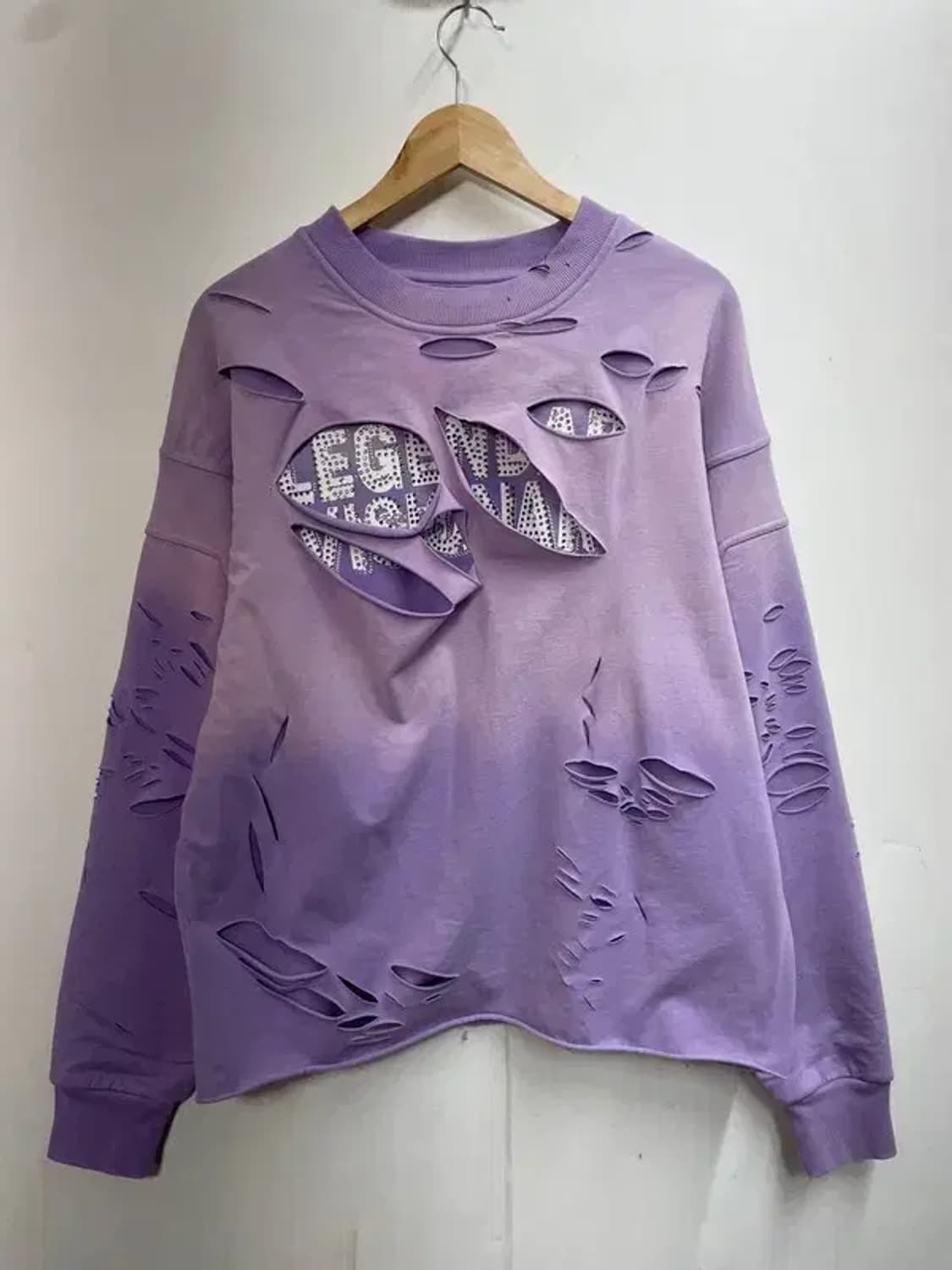 프리 스모크라이즈 새상품 데미지 맨투맨티셔츠 오버핏 상품이미지2