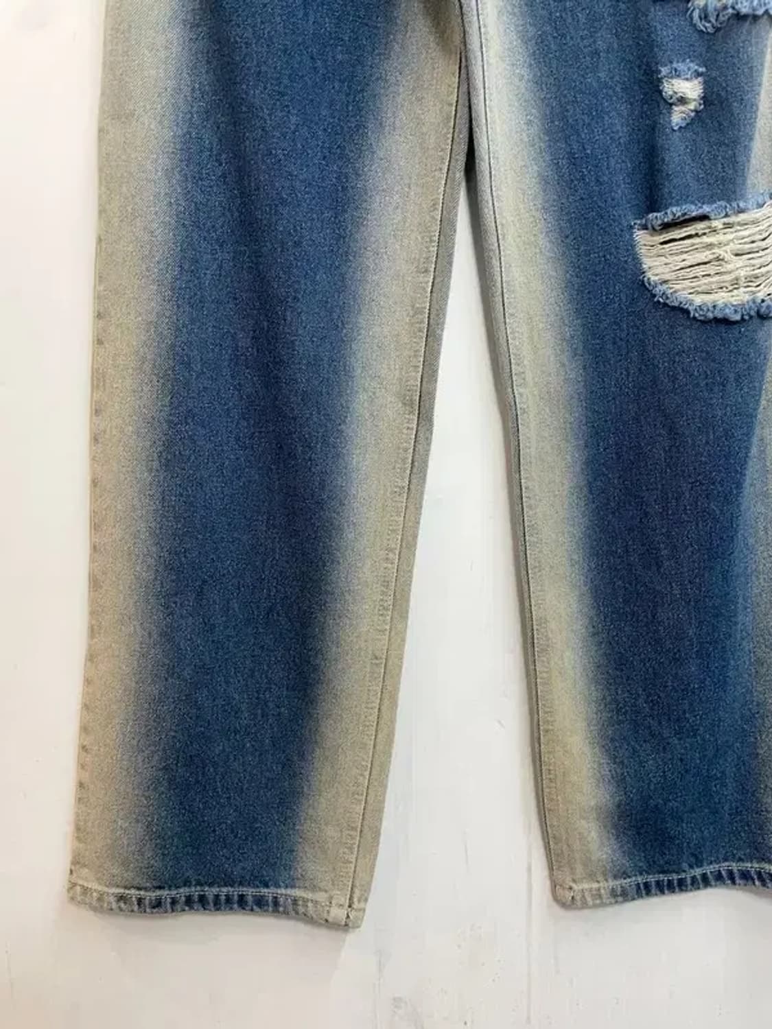 라지 슈퍼서브 브로큰 워싱 데님 팬츠 다크 블루 상품이미지3