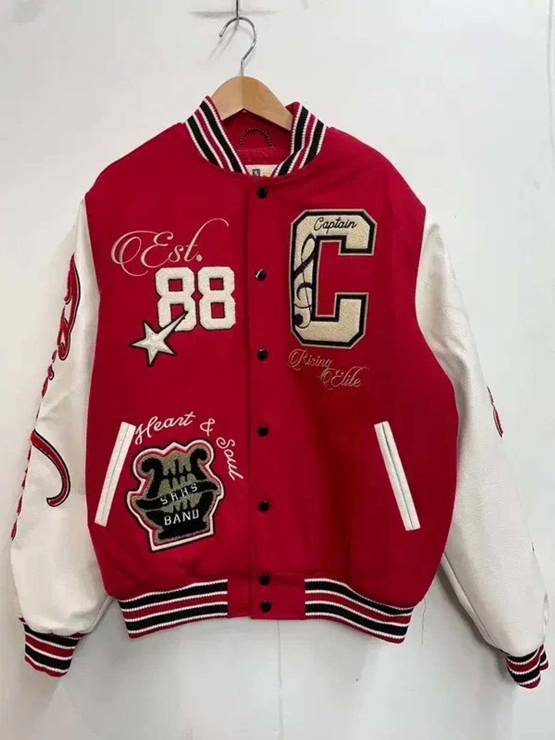 미디움 스모크라이즈 오버핏 레더 바시티 자켓 상품이미지2