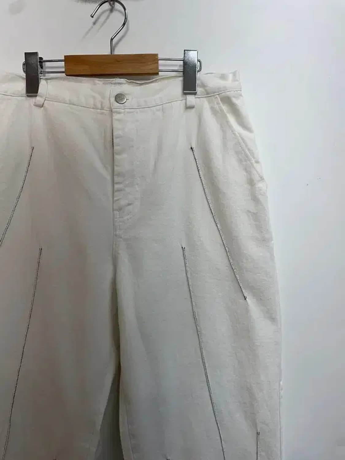 3 own 오운 스티치 와이드핏 팬츠 화이트크림 상품이미지4