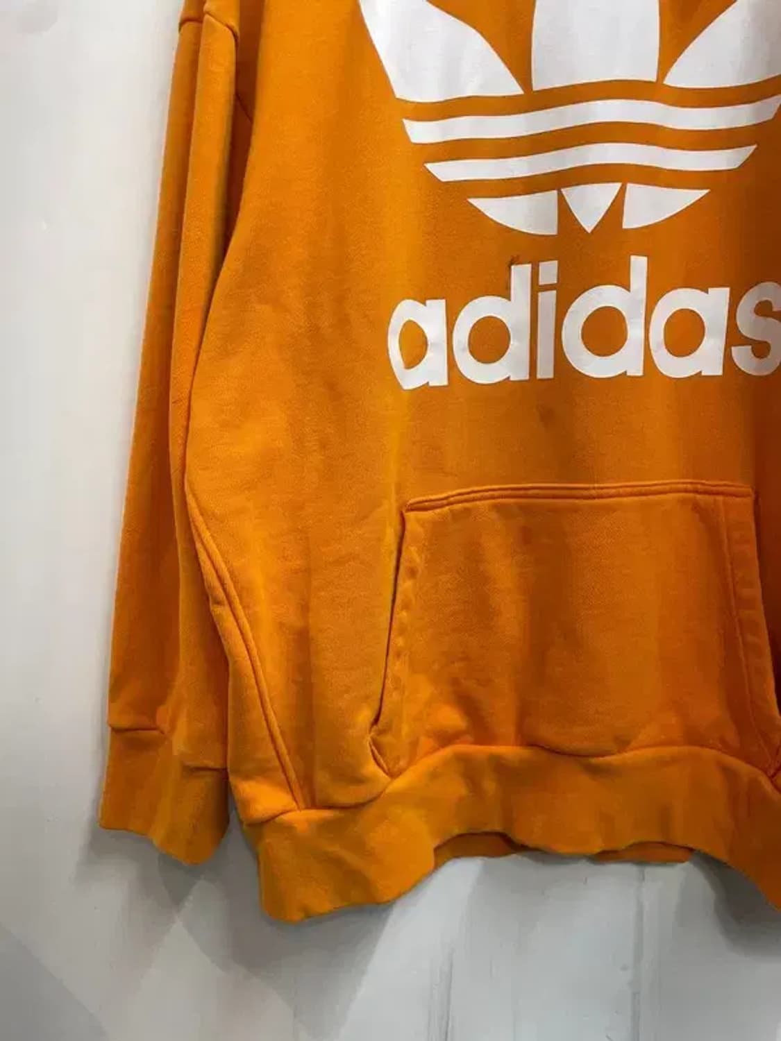 라지 아디다스 파이어버드 트레포일 빅로고 후드 오렌지 상품이미지3