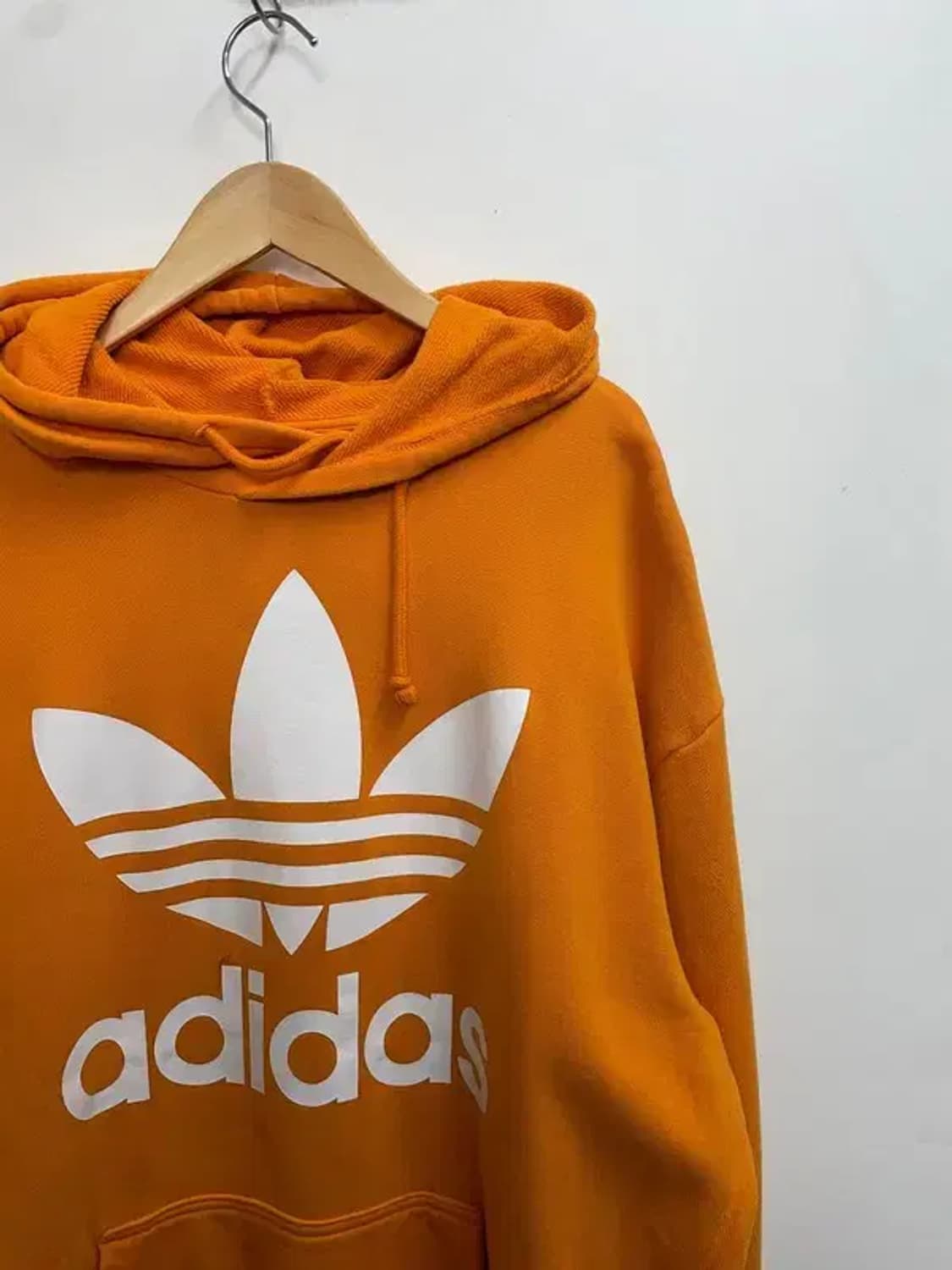 라지 아디다스 파이어버드 트레포일 빅로고 후드 오렌지 상품이미지4