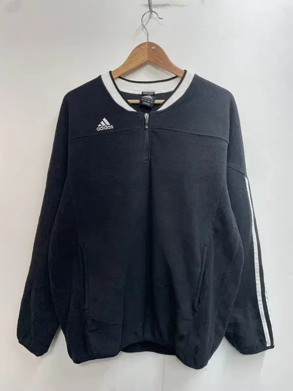 아디다스 빈티지 삼선 반집업 후리스 블랙 상품이미지2