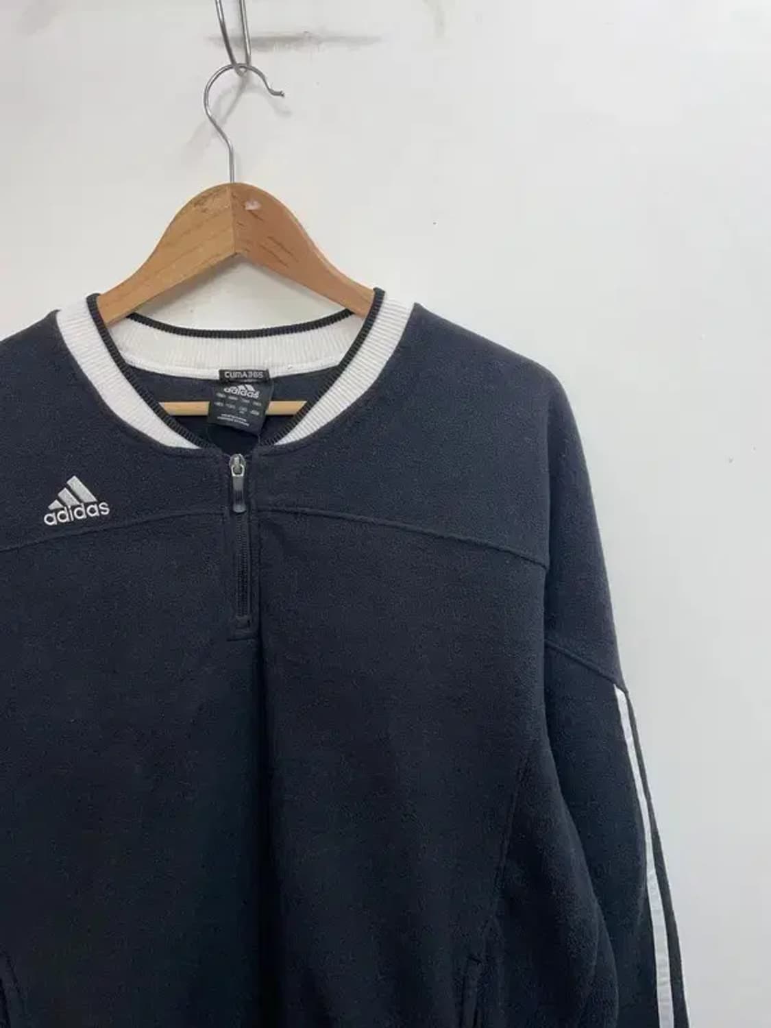 아디다스 빈티지 삼선 반집업 후리스 블랙 상품이미지4