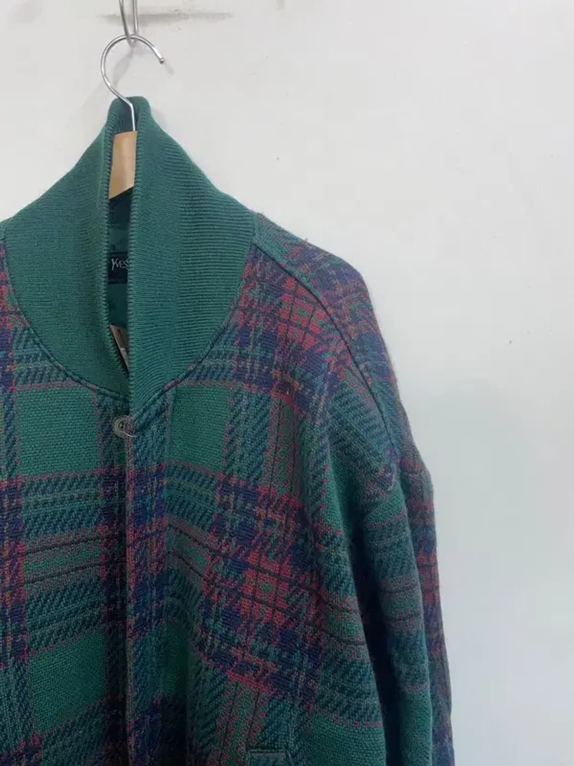 100 입생로랑 올드스쿨 체크 울 자켓 점퍼 상품이미지4