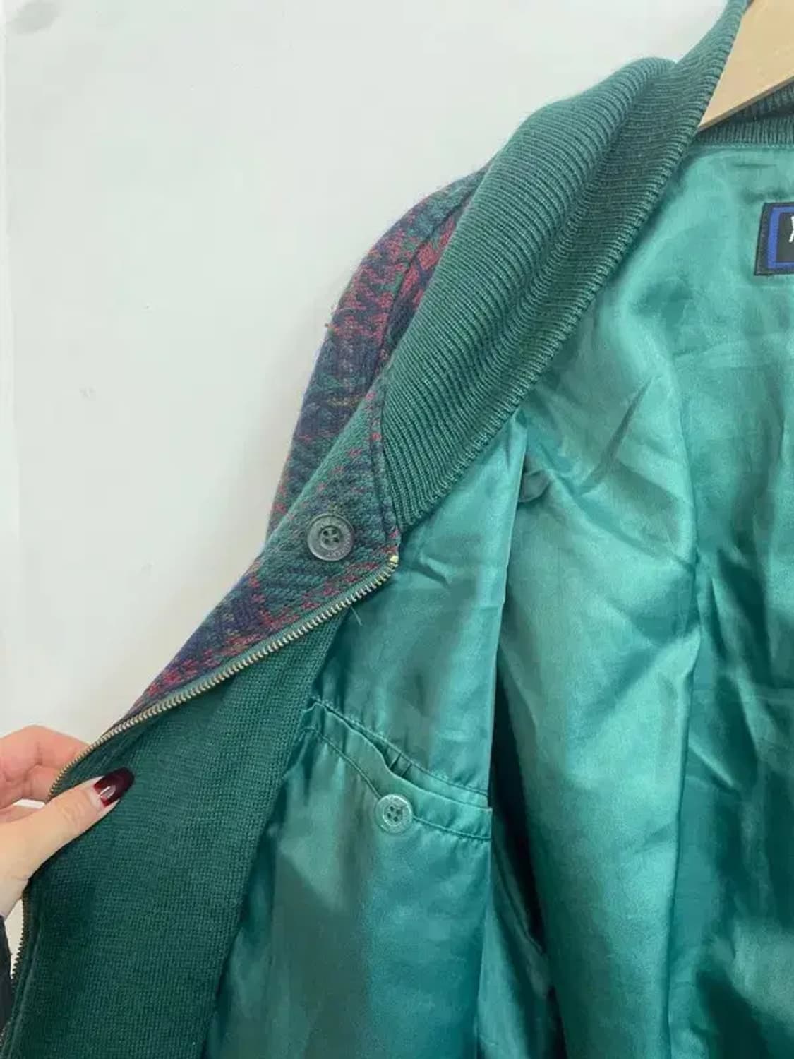 100 입생로랑 올드스쿨 체크 울 자켓 점퍼 상품이미지7