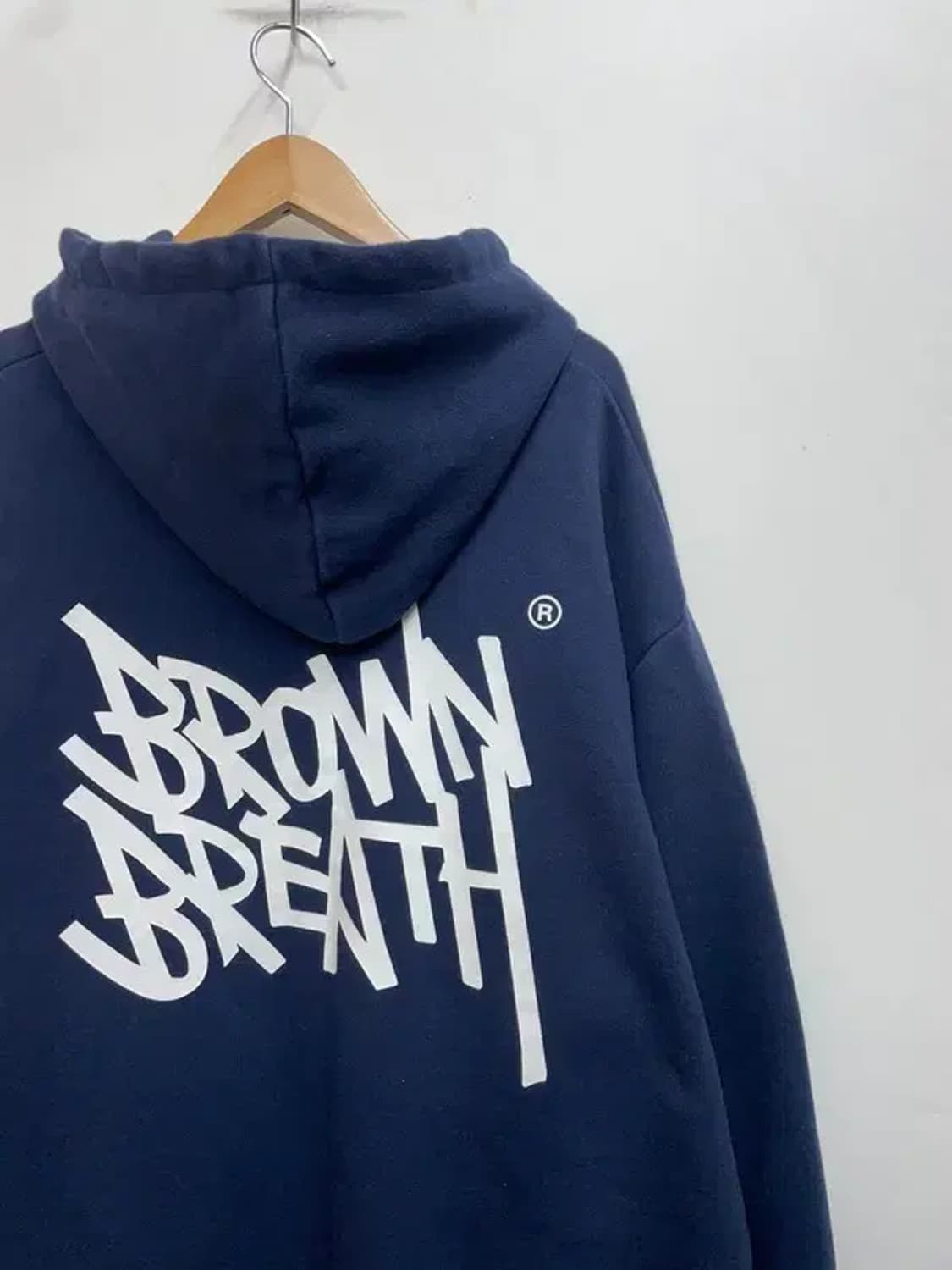 라지 브라운브레스 오버핏 뒷판로고 네이비 후드티셔츠 후디 상품이미지10