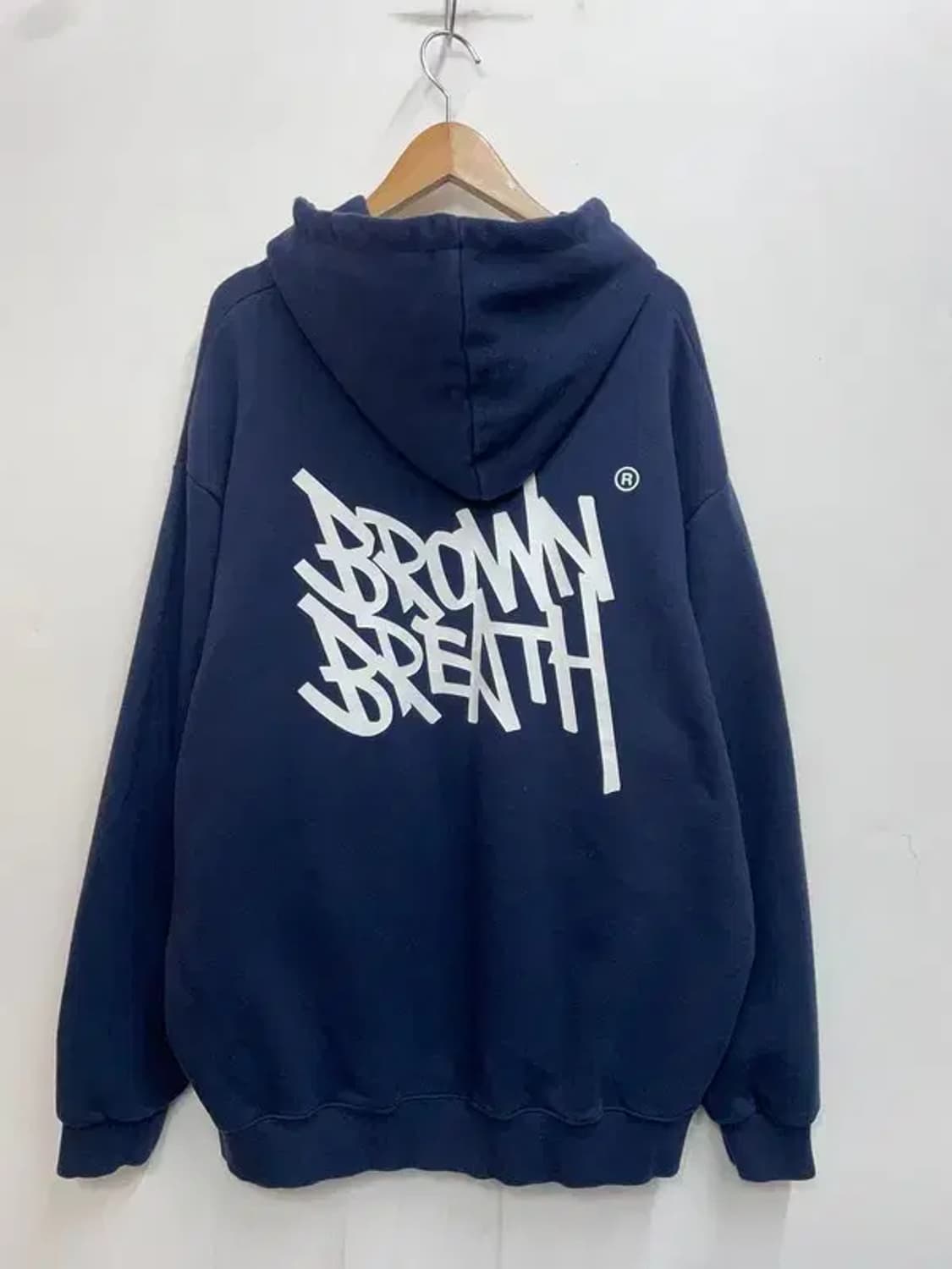 라지 브라운브레스 오버핏 뒷판로고 네이비 후드티셔츠 후디 상품이미지8