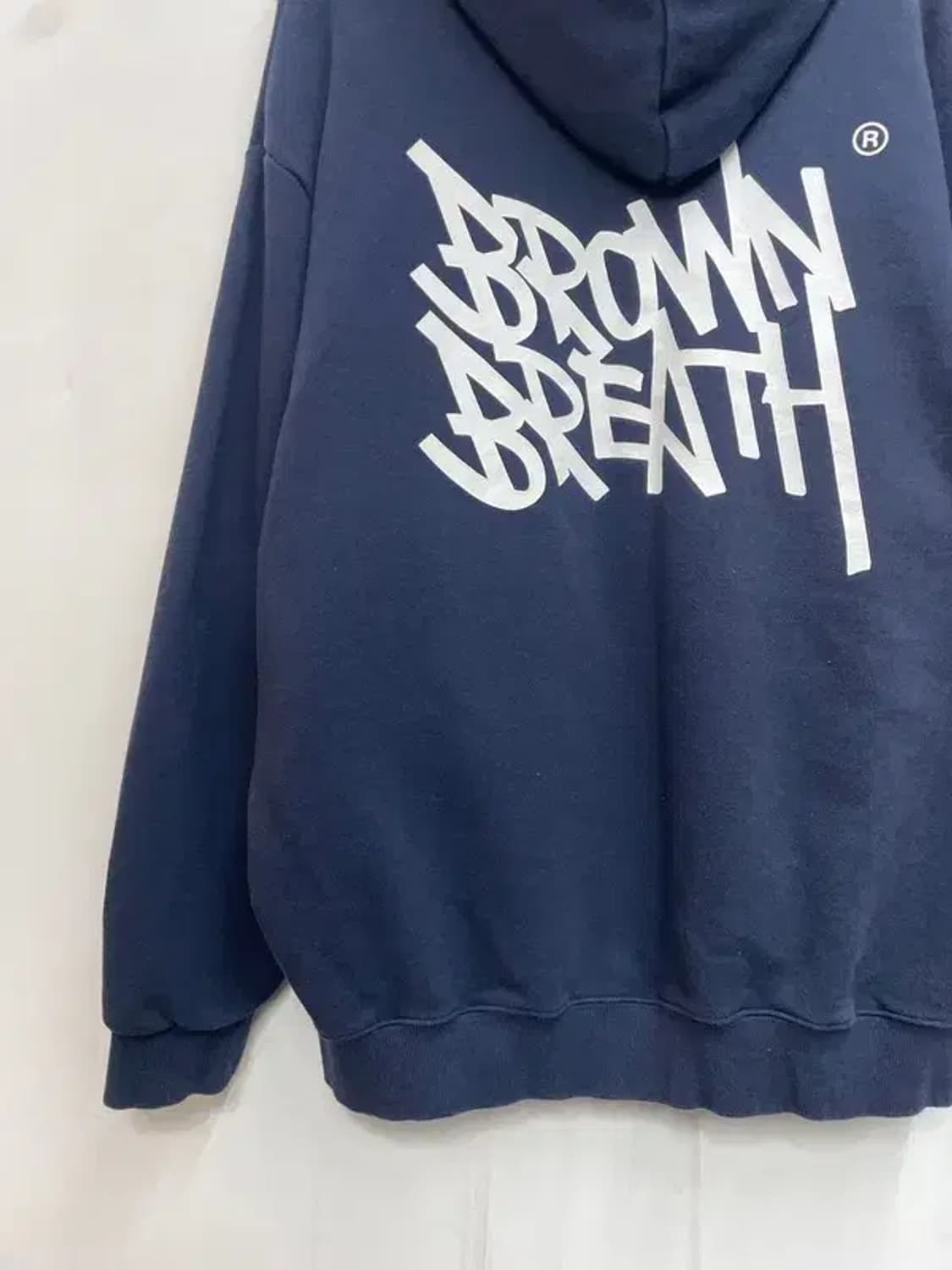 라지 브라운브레스 오버핏 뒷판로고 네이비 후드티셔츠 후디 상품이미지9