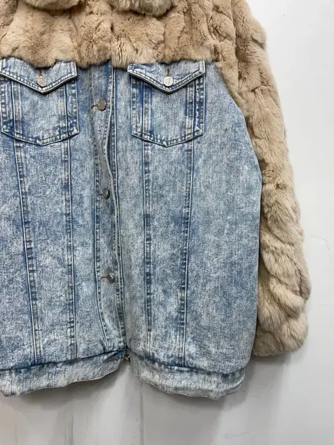 프리 by flow 바이플로우 오버핏 퍼 데님 청자켓 상품이미지3