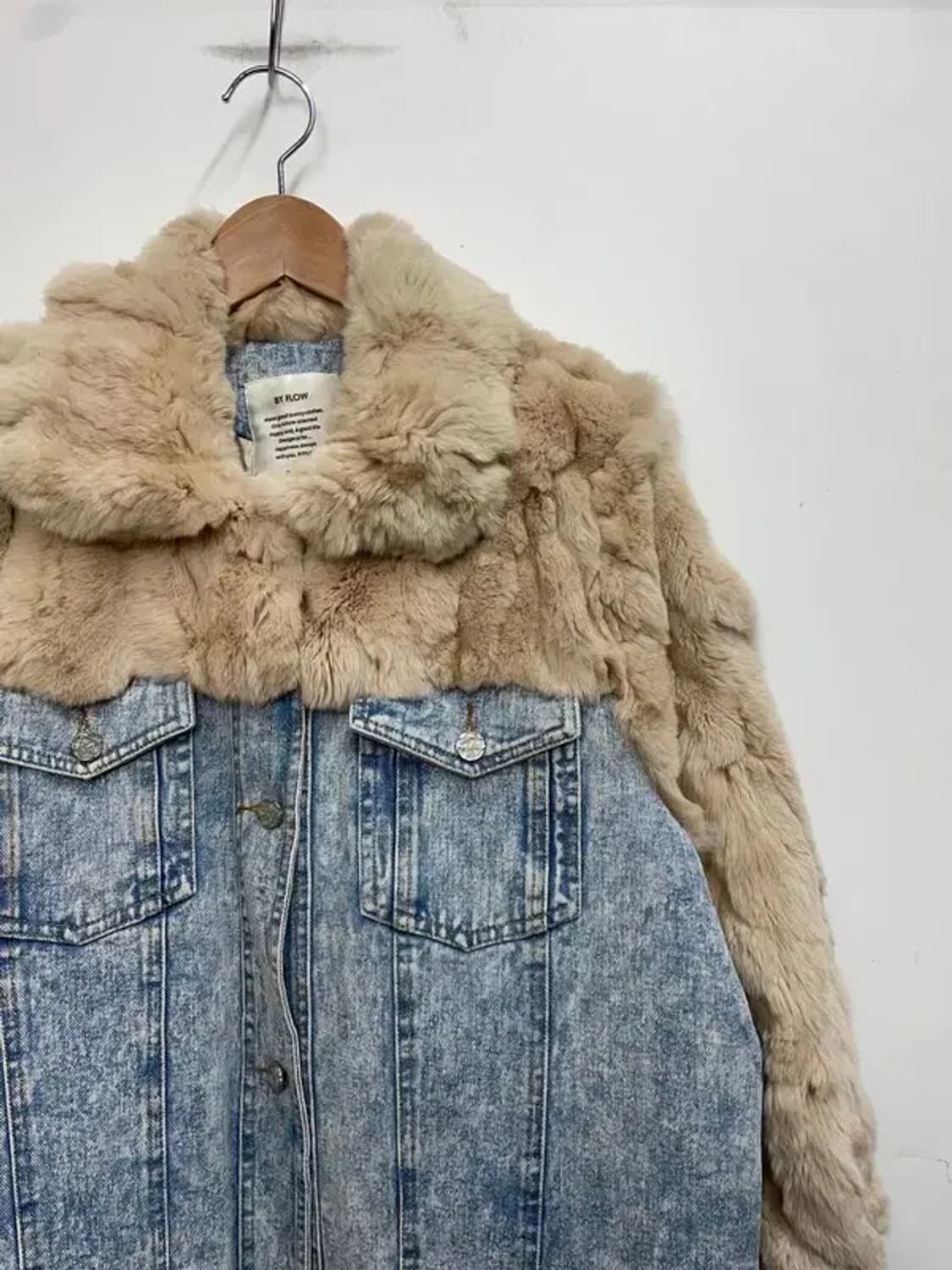 프리 by flow 바이플로우 오버핏 퍼 데님 청자켓 상품이미지4