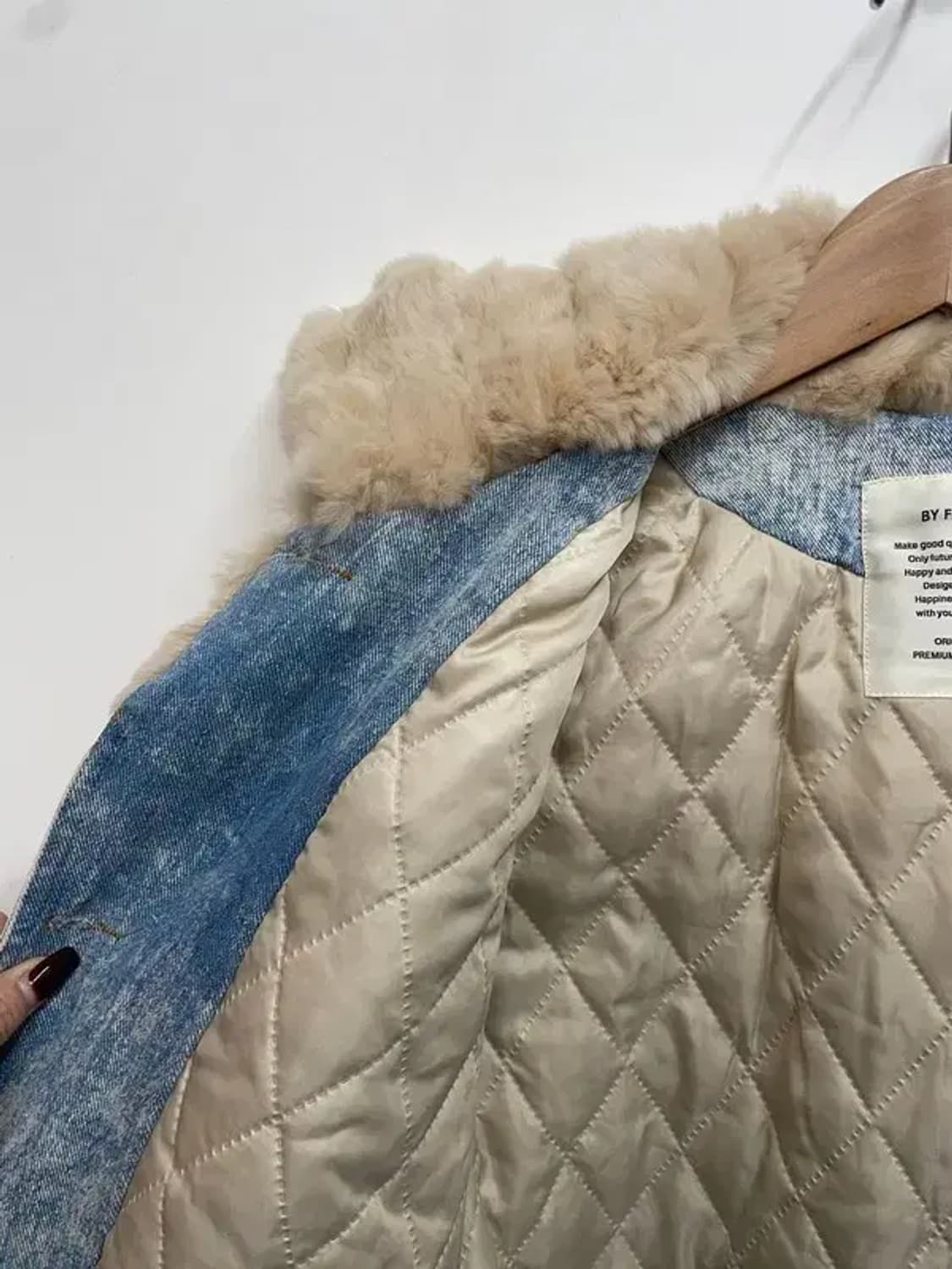 프리 by flow 바이플로우 오버핏 퍼 데님 청자켓 상품이미지6