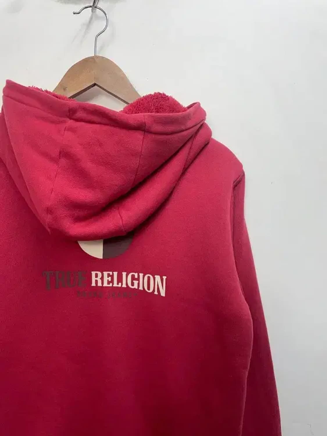 100 트루릴리전 여자 오버핏 올드스쿨 후드집업 티셔츠 레드 상품이미지10