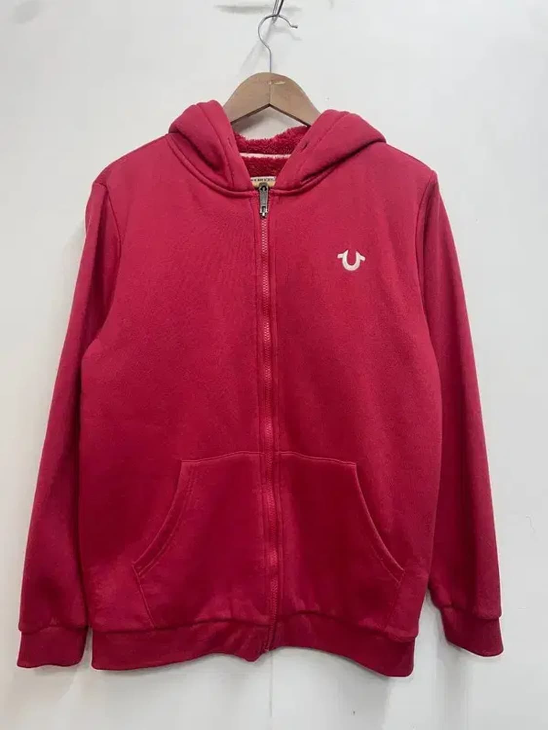 100 트루릴리전 여자 오버핏 올드스쿨 후드집업 티셔츠 레드 상품이미지2