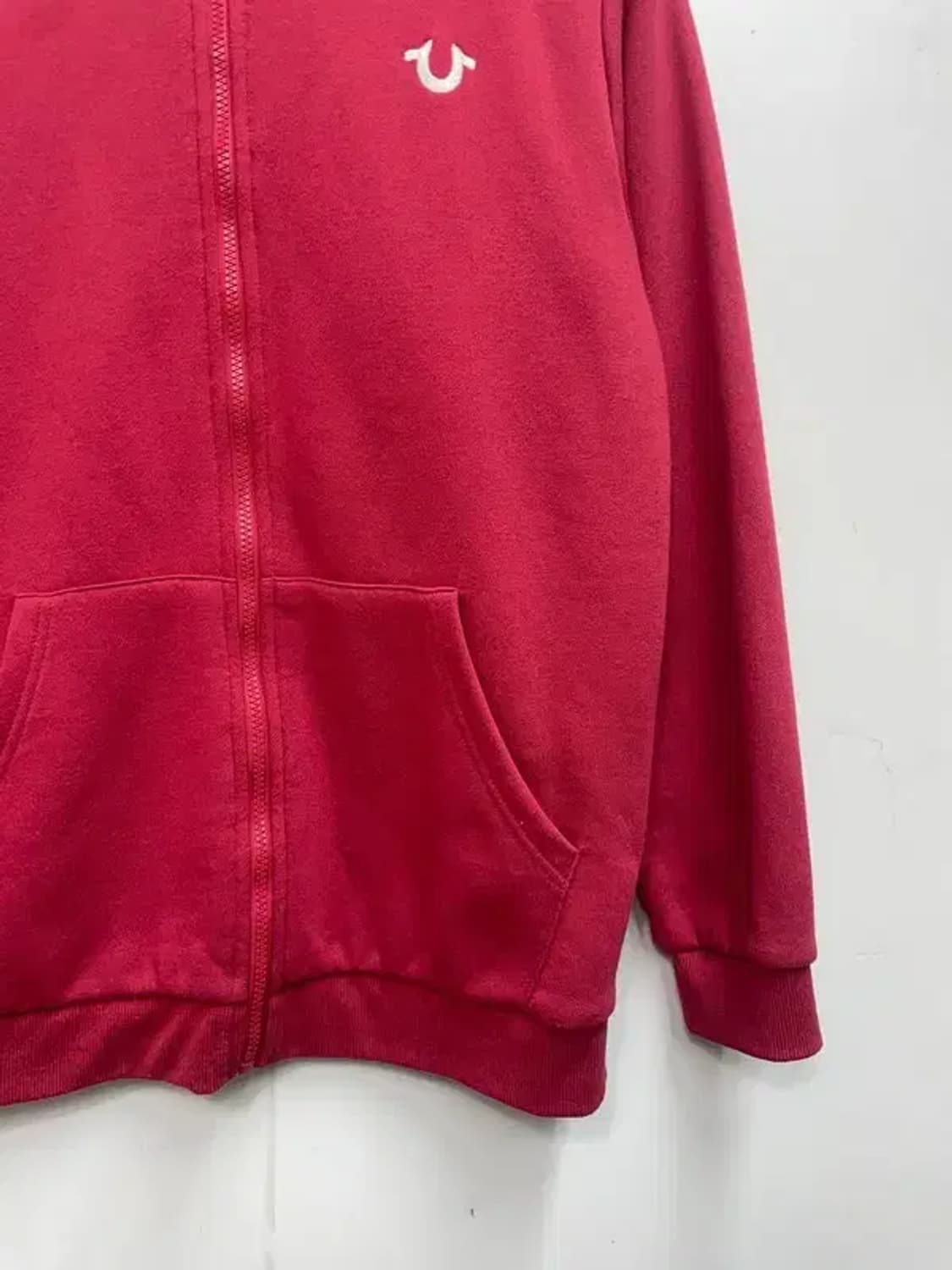 100 트루릴리전 여자 오버핏 올드스쿨 후드집업 티셔츠 레드 상품이미지3