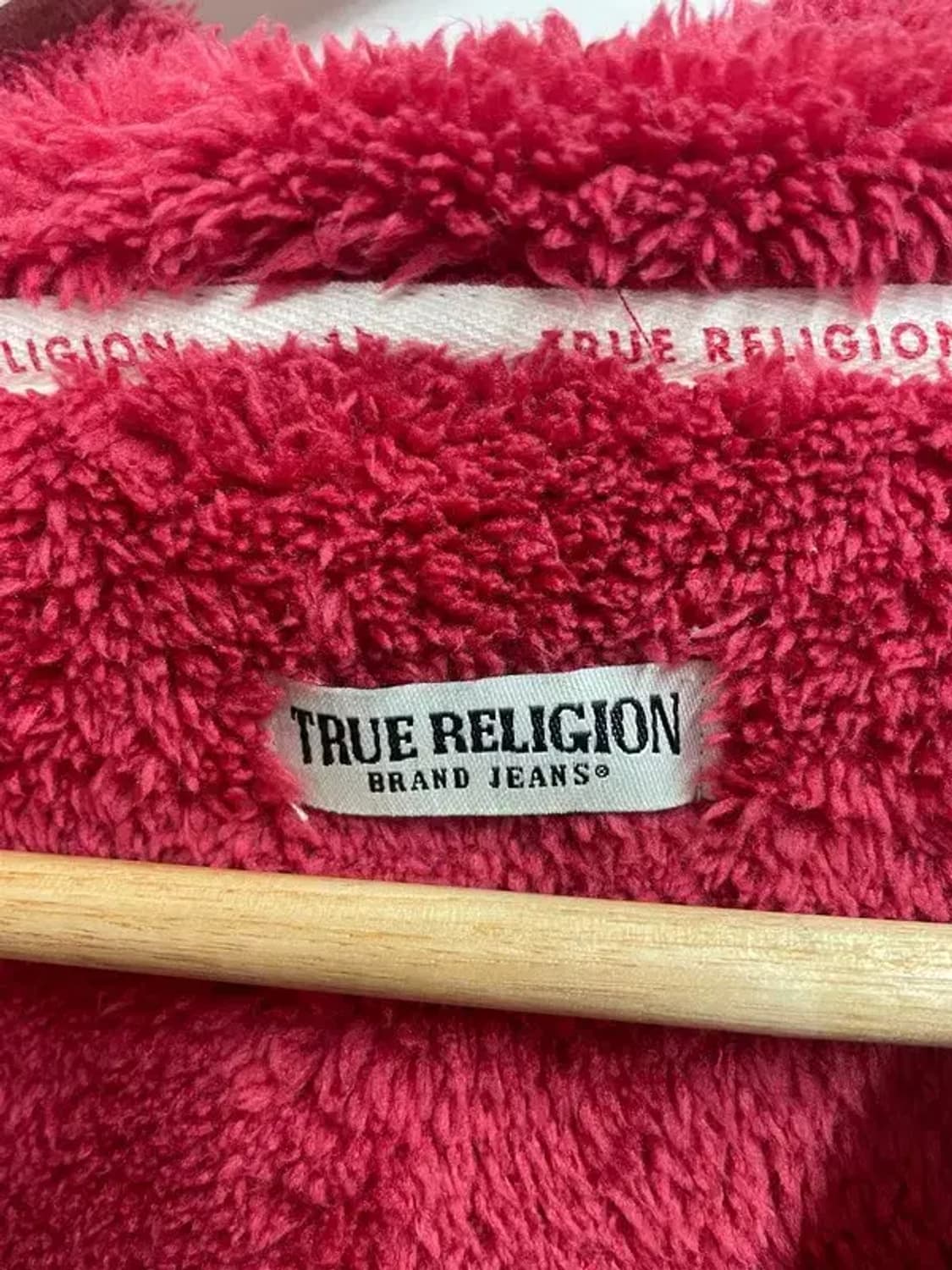 100 트루릴리전 여자 오버핏 올드스쿨 후드집업 티셔츠 레드 상품이미지5