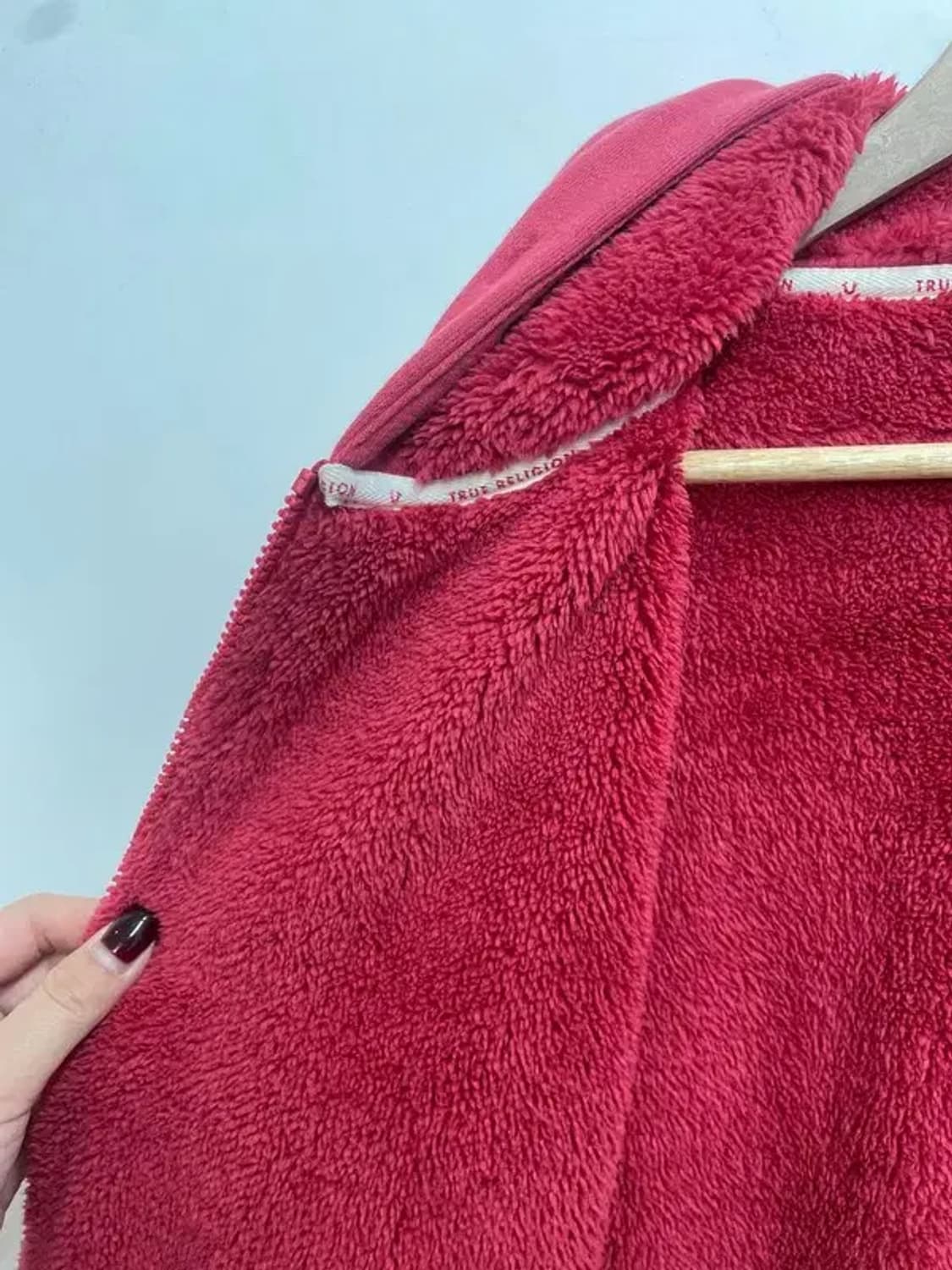 100 트루릴리전 여자 오버핏 올드스쿨 후드집업 티셔츠 레드 상품이미지6