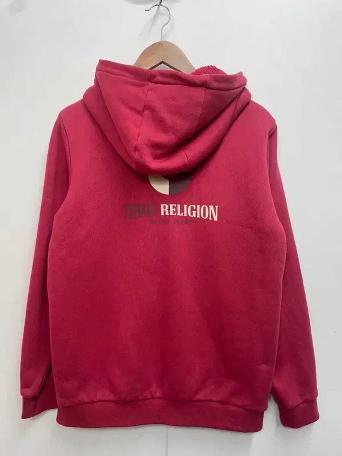 100 트루릴리전 여자 오버핏 올드스쿨 후드집업 티셔츠 레드 상품이미지8