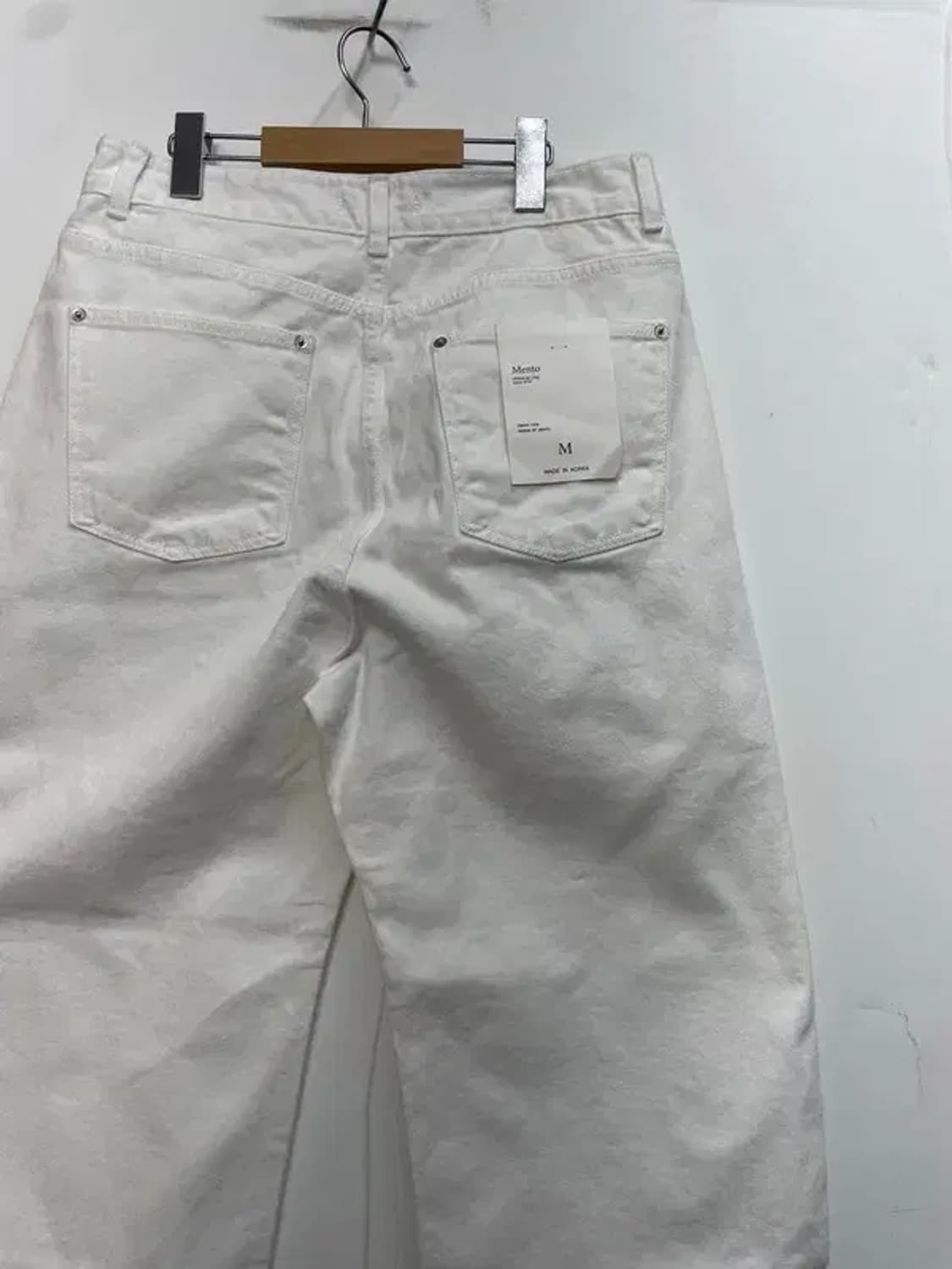 mento 와이드 화이트 배기진 데님팬츠 상품이미지10