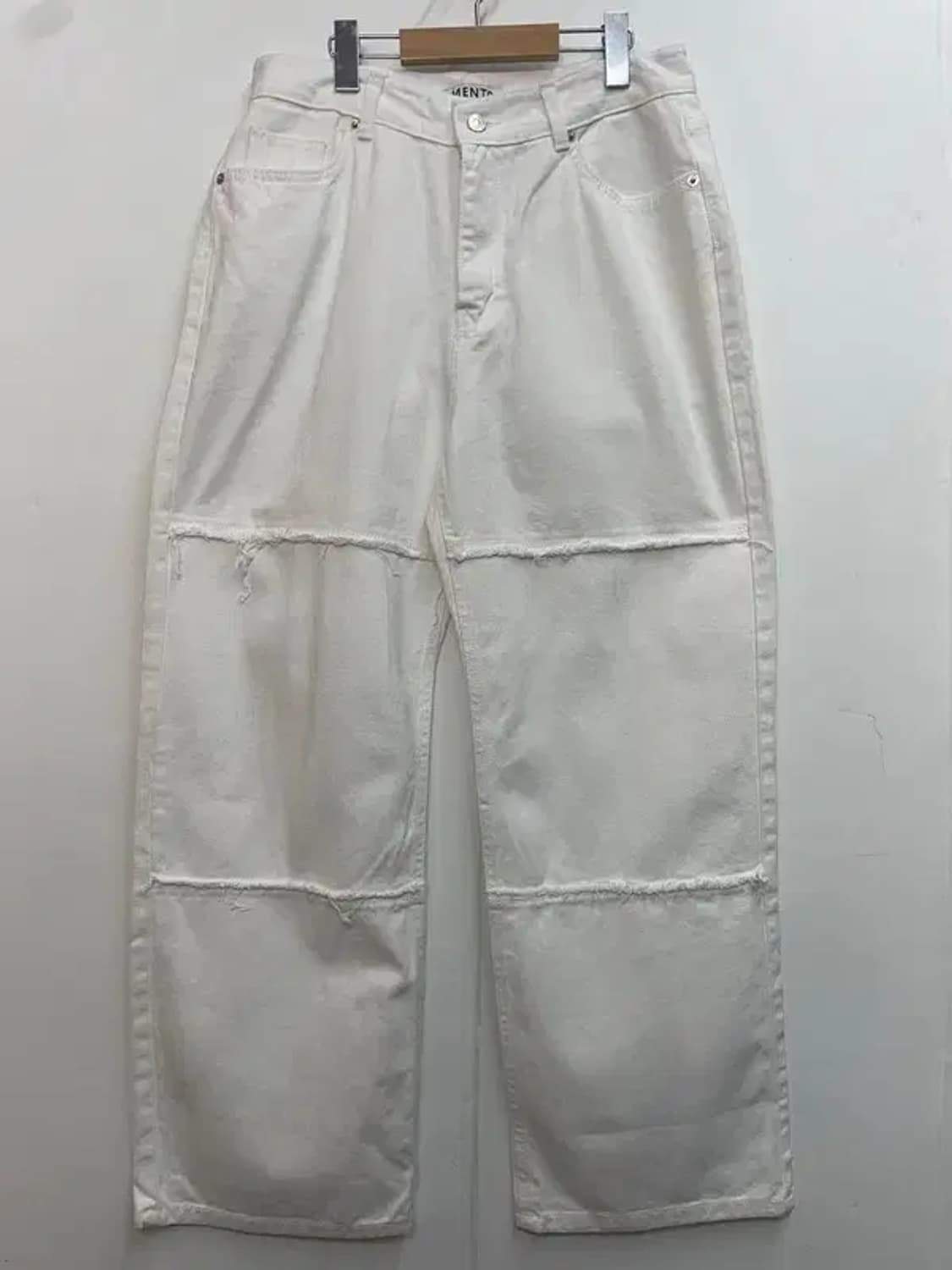 mento 와이드 화이트 배기진 데님팬츠 상품이미지2