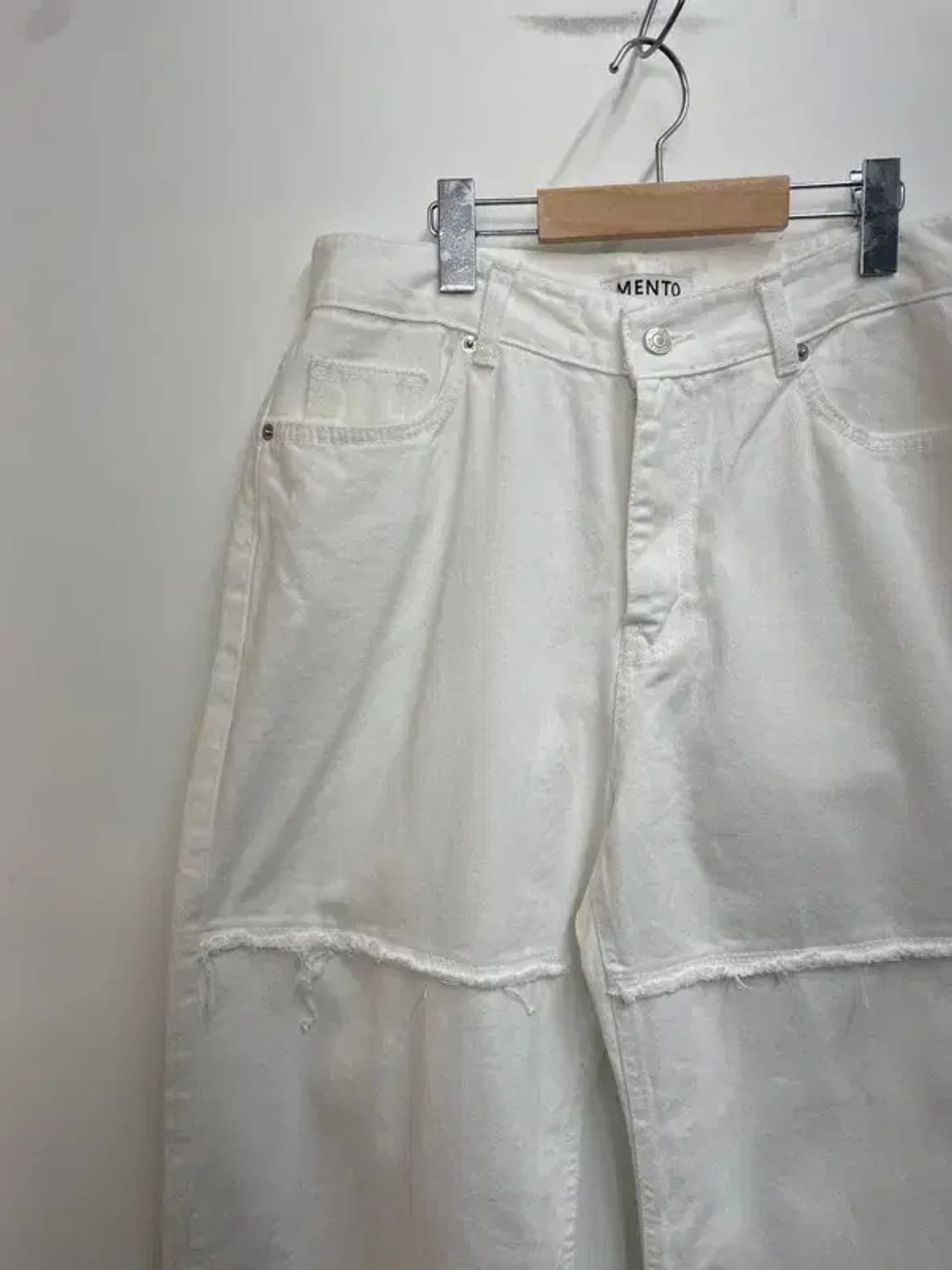 mento 와이드 화이트 배기진 데님팬츠 상품이미지4