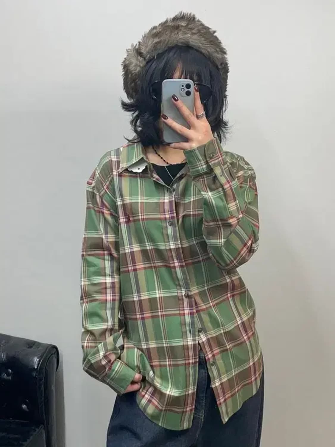 라지 폴로랄프로렌 그린 체크 셔츠 올드스쿨 상품이미지1