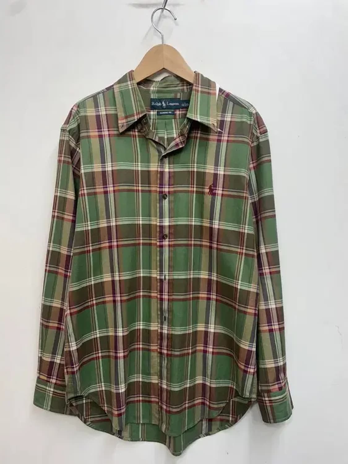 라지 폴로랄프로렌 그린 체크 셔츠 올드스쿨 상품이미지2