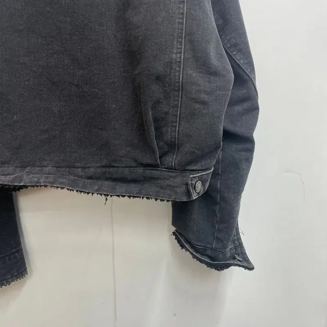 3사이즈 jpn 퍼 데님 크롭 겨울용 자켓 블랙 상품이미지10