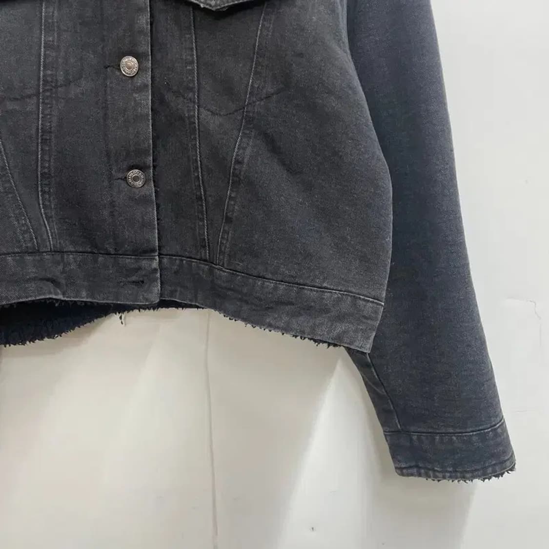 3사이즈 jpn 퍼 데님 크롭 겨울용 자켓 블랙 상품이미지3