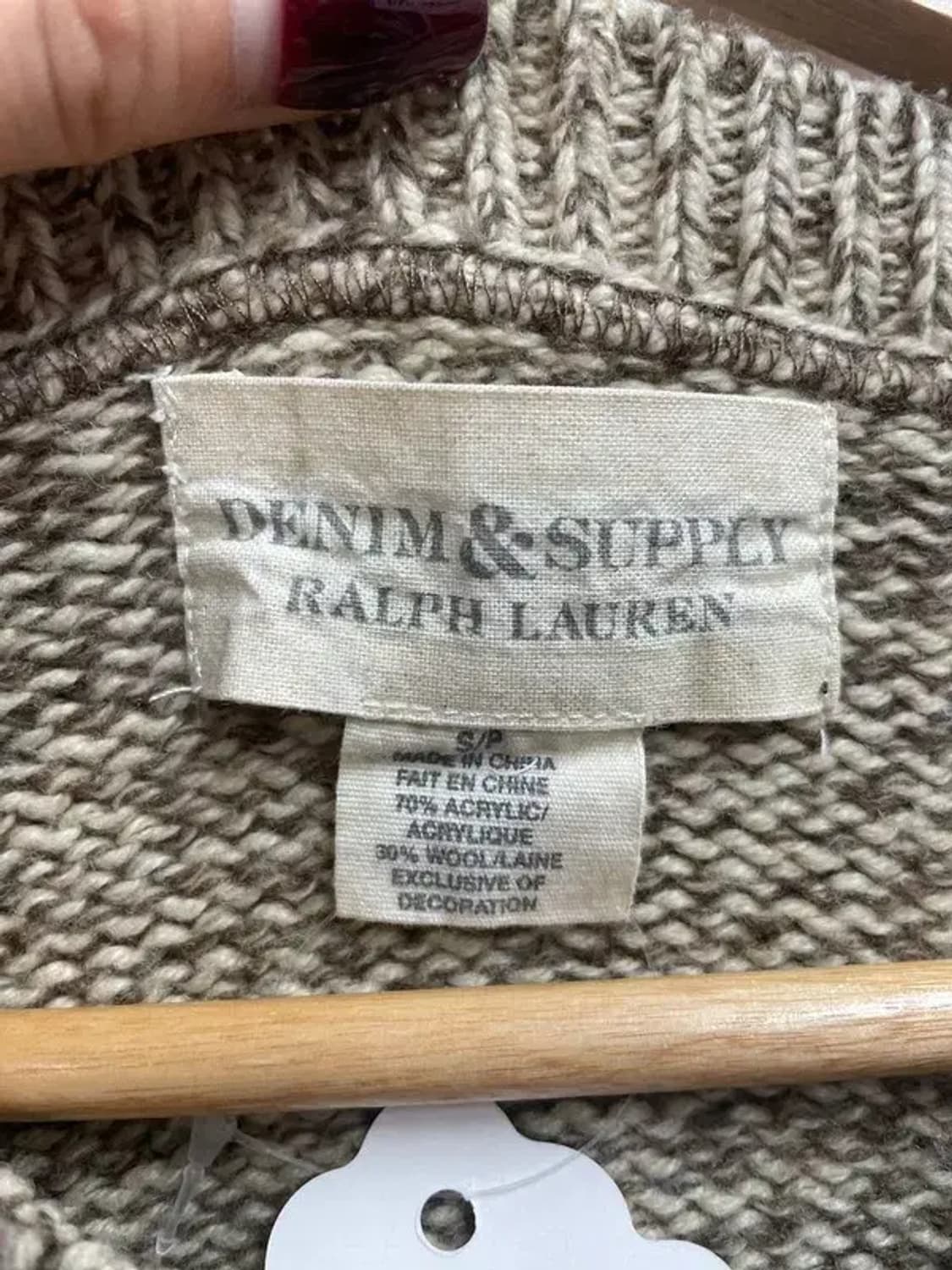스몰 데님 앤 서플라이 랄프 로렌 브이넥 베이지 니트 스웨터 상품이미지5