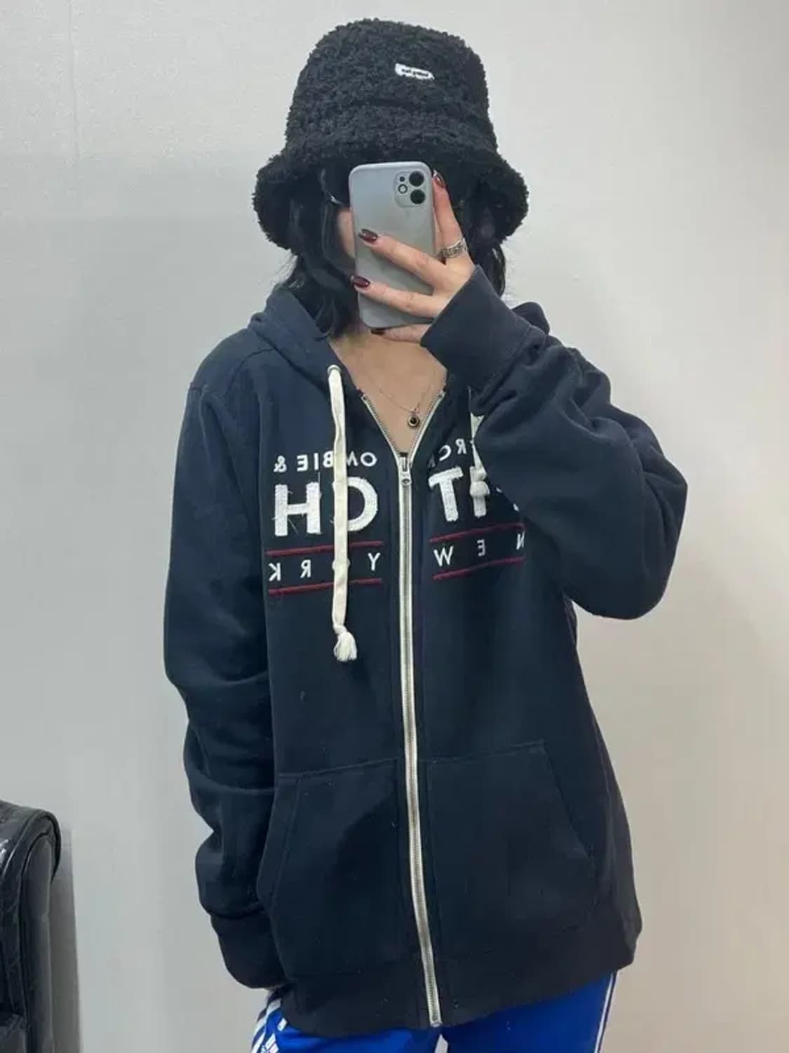 미디움 아베크롬비 앤 피치 y2k 빈티지 후드 집업 네이비 상품이미지1