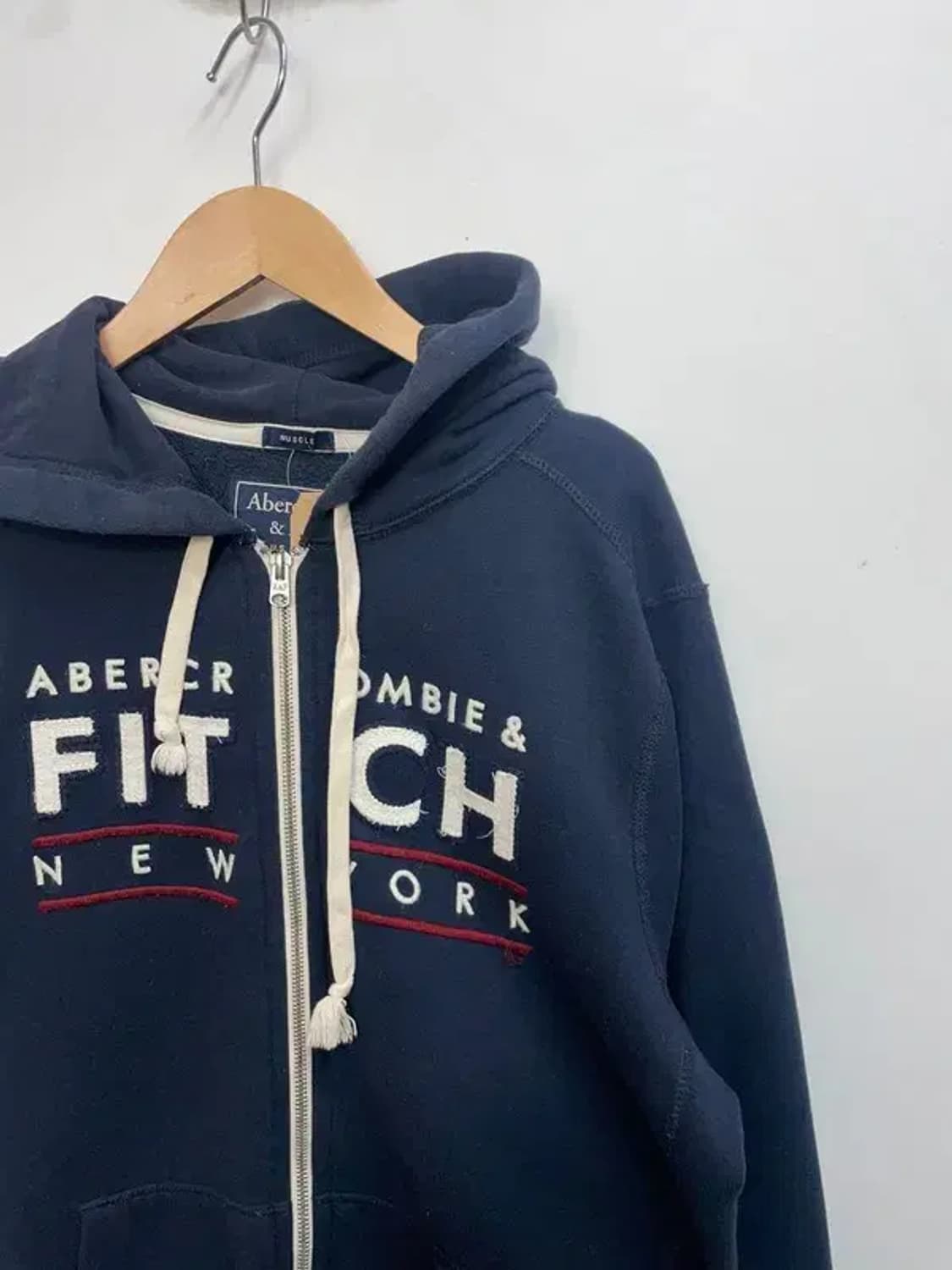 미디움 아베크롬비 앤 피치 y2k 빈티지 후드 집업 네이비 상품이미지4