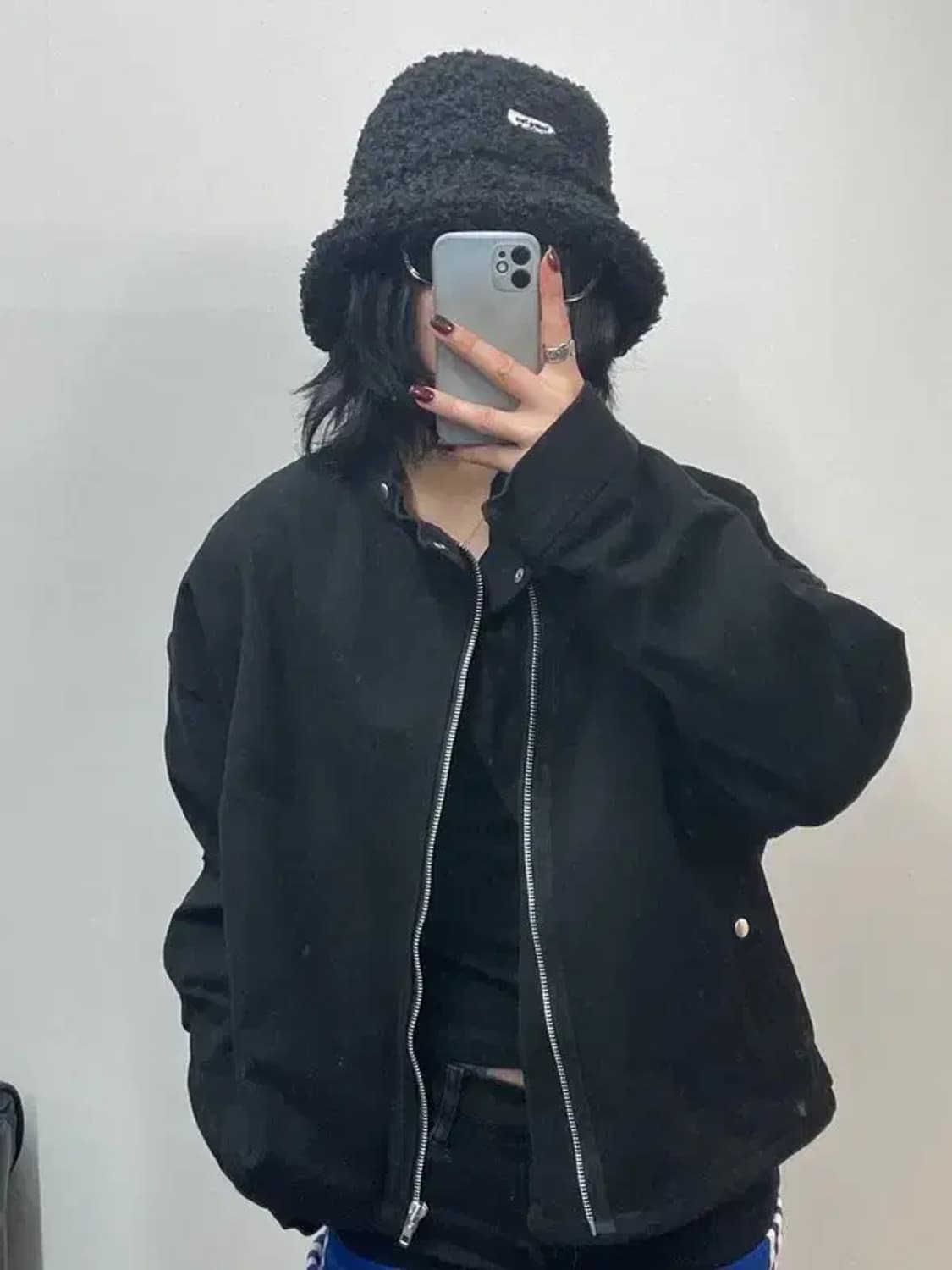 스몰 플라스틱프로덕트 코튼 바이커 자켓 블랙 상품이미지1