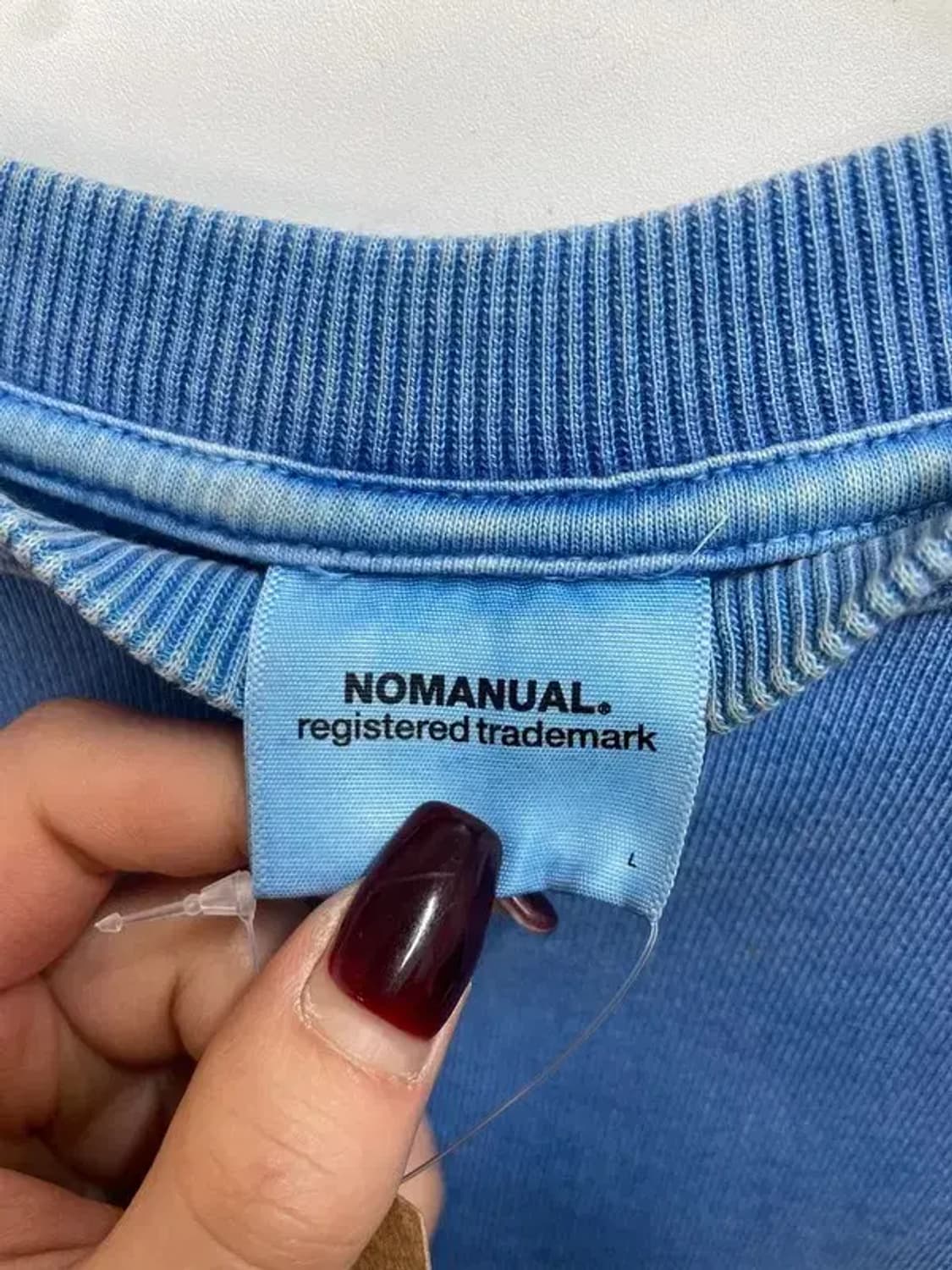 라지 노매뉴얼 피그먼트 루즈핏 맨투맨 라이트 블루 상품이미지5