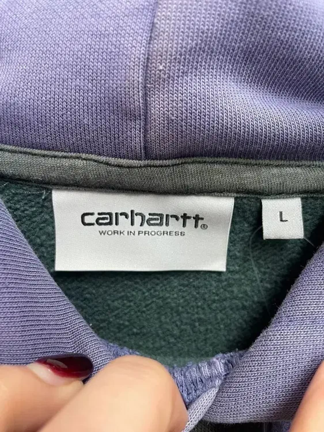 라지 칼하트 WIP 오버핏 배색 후드 티셔츠 상품이미지5