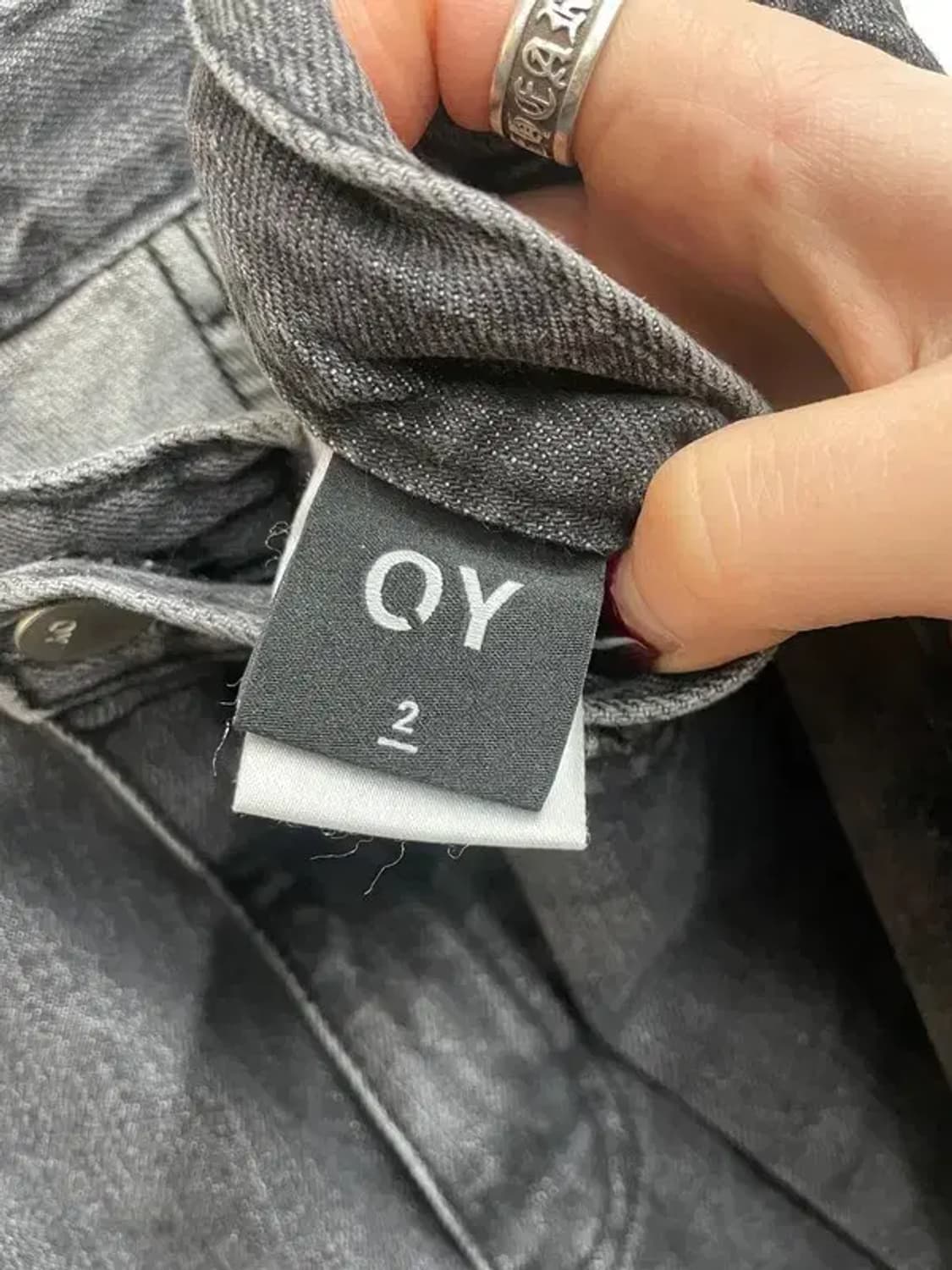 2 오와이 패치로고 워싱 데님 팬츠 와이드진 블랙 상품이미지6