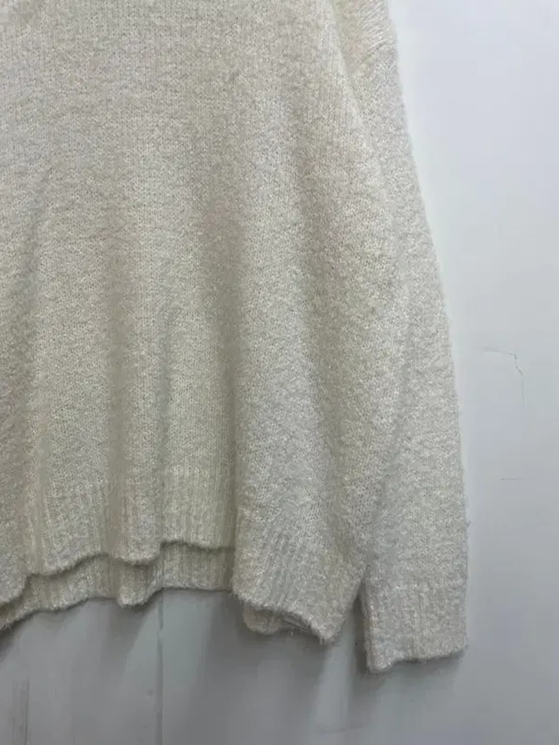 라지 미니멀 프로젝트 오버핏 니트 스웨터 아이보리 상품이미지3