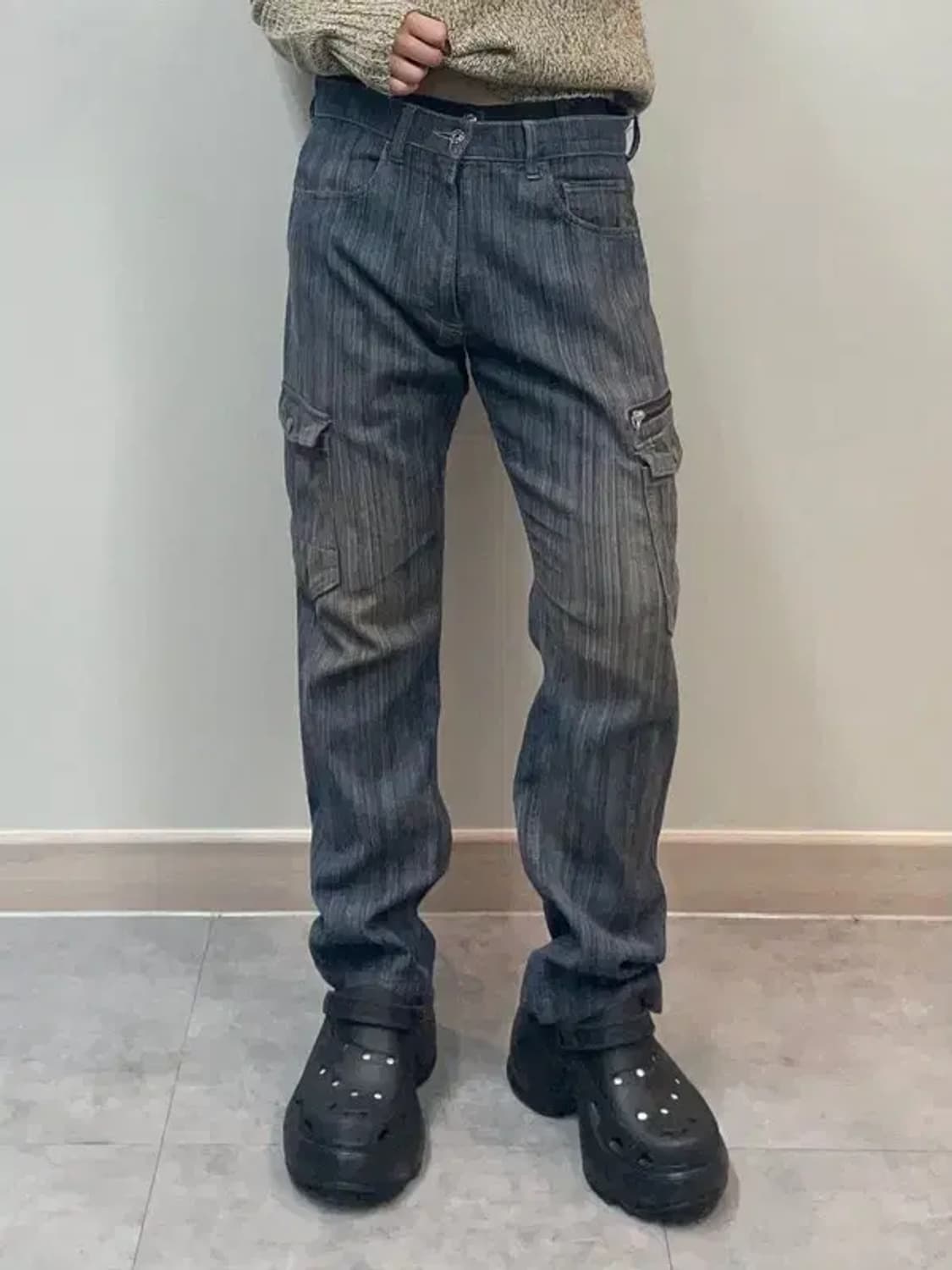 32 jpn 워싱 포켓 오일진 데님 팬츠 슬림핏 상품이미지1