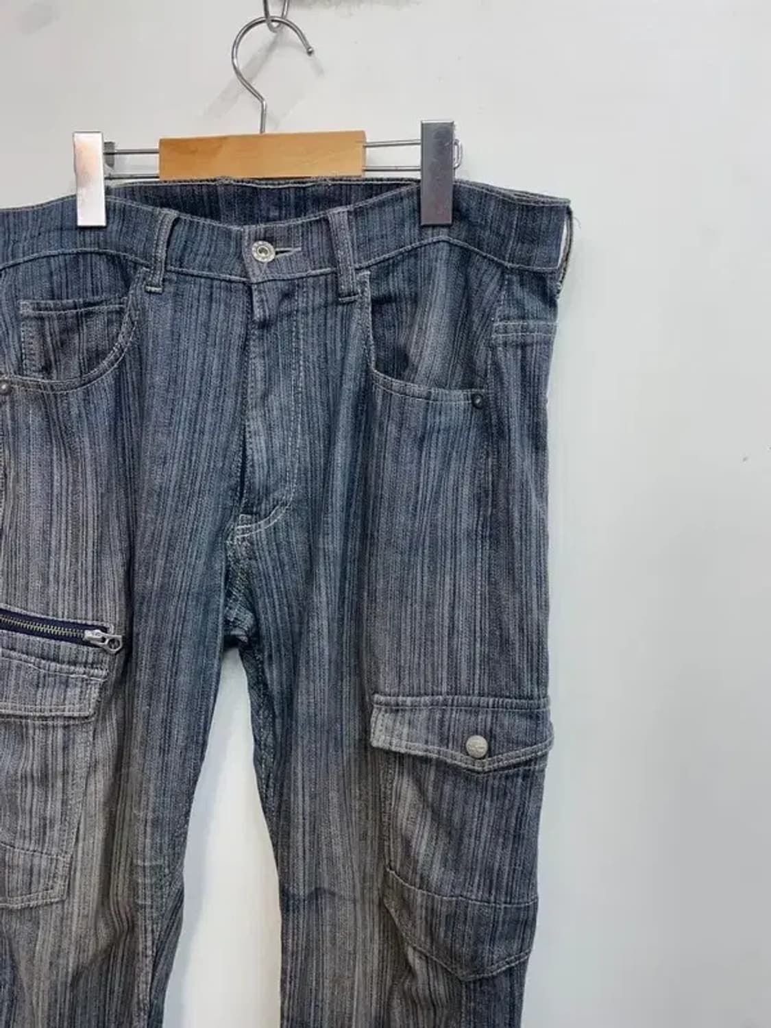 32 jpn 워싱 포켓 오일진 데님 팬츠 슬림핏 상품이미지4