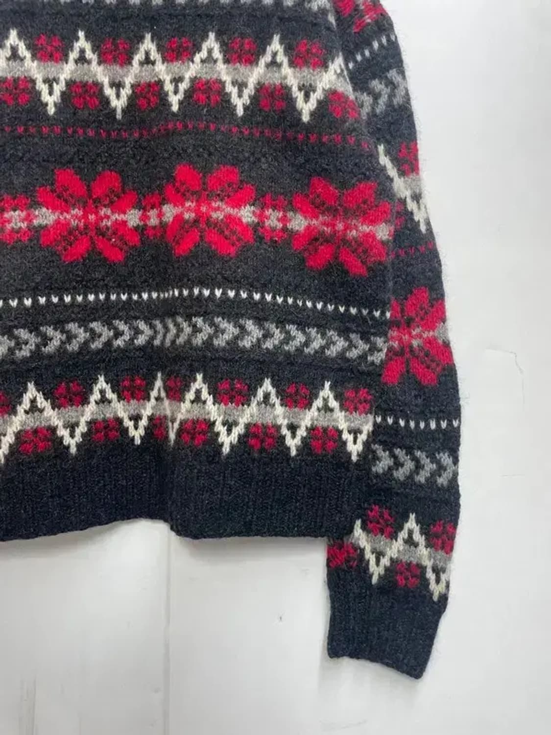 울리치 80s 빈티지 노르딕 패턴 스웨터 긴소매 니트 블랙 상품이미지3