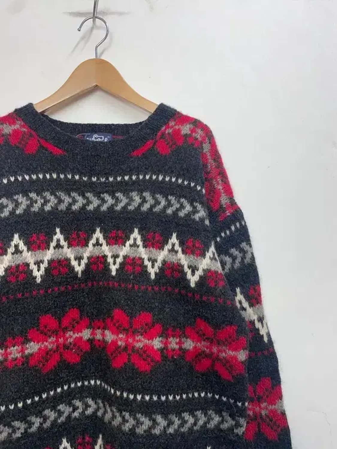 울리치 80s 빈티지 노르딕 패턴 스웨터 긴소매 니트 블랙 상품이미지4