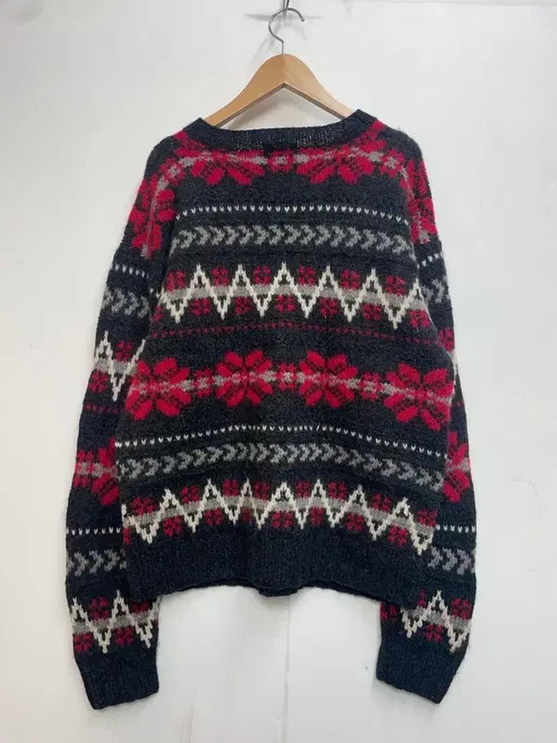 울리치 80s 빈티지 노르딕 패턴 스웨터 긴소매 니트 블랙 상품이미지6