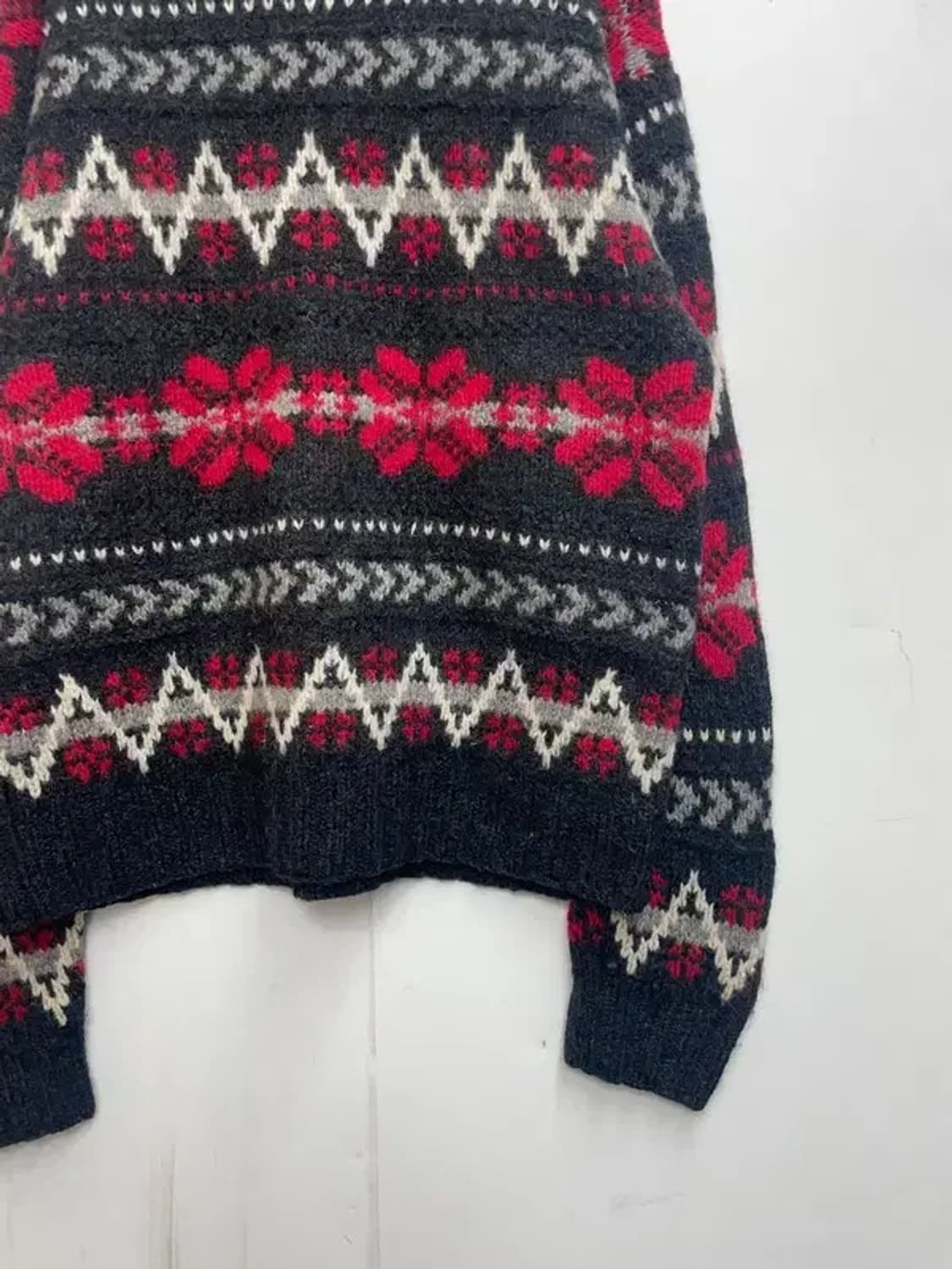 울리치 80s 빈티지 노르딕 패턴 스웨터 긴소매 니트 블랙 상품이미지7