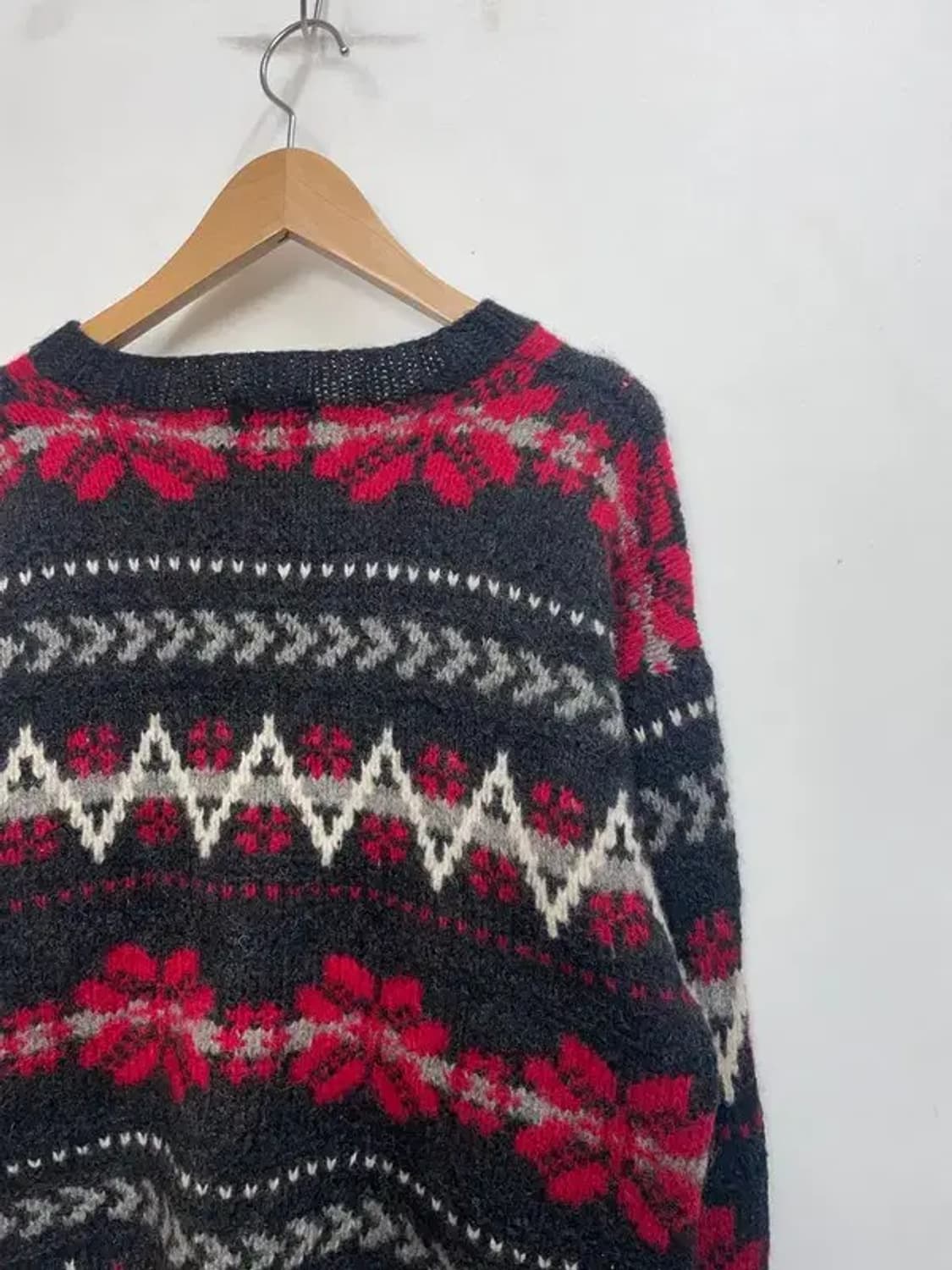 울리치 80s 빈티지 노르딕 패턴 스웨터 긴소매 니트 블랙 상품이미지8