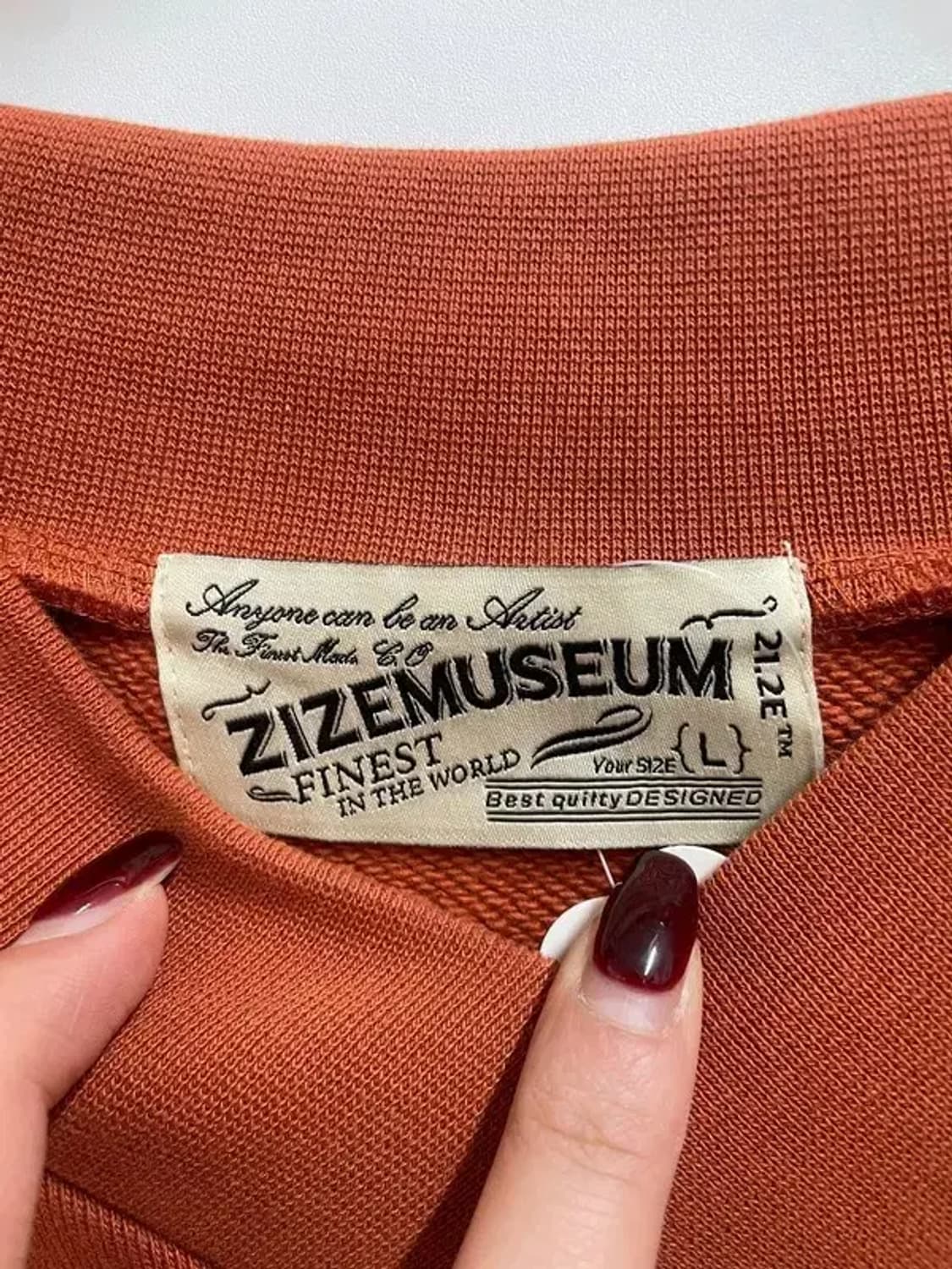 라지 지제뮤지엄 브이넥 스웻 셔츠 맨투맨 오렌지 상품이미지5
