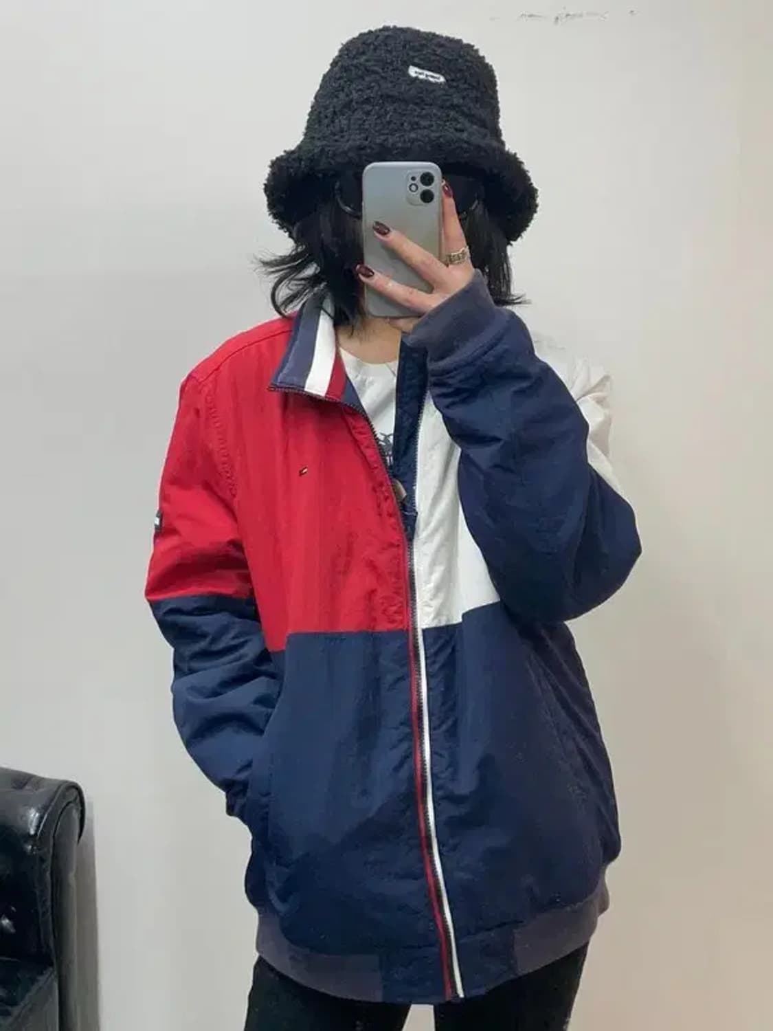 라지 타미 진스 컬러블록 투톤 배색 패딩 다운 점퍼 상품이미지1